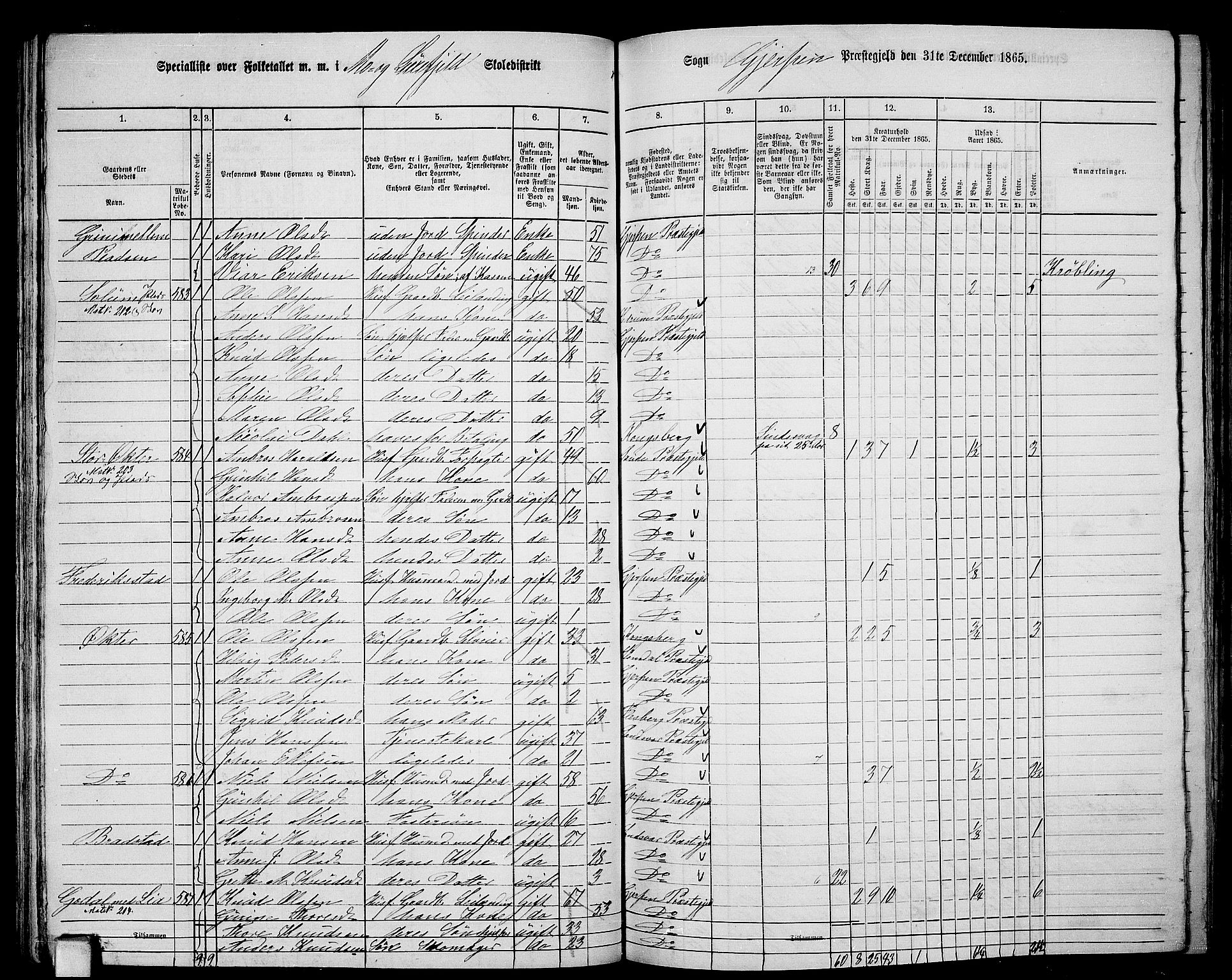 RA, 1865 census for Gjerpen, 1865, p. 82