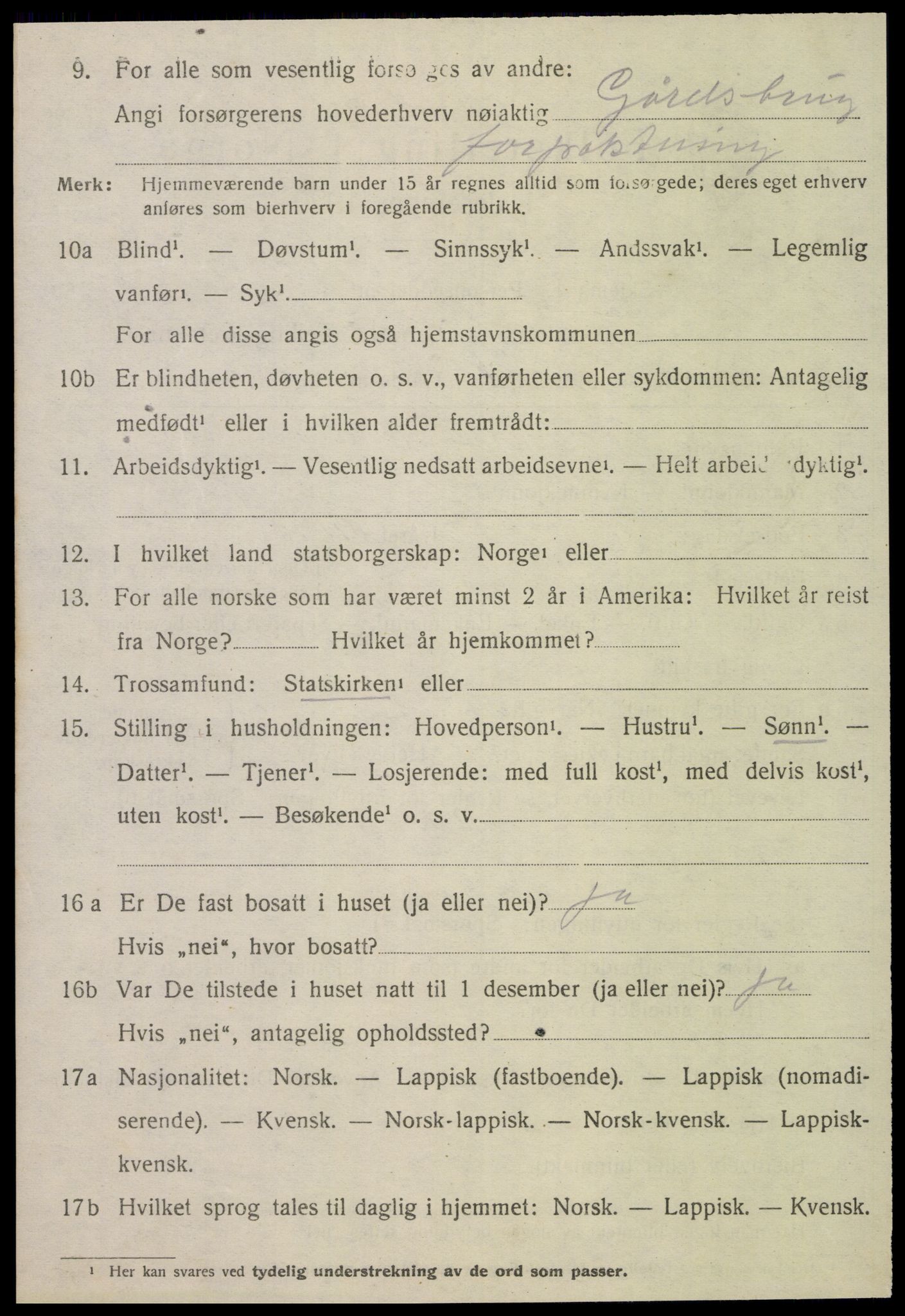 SAT, 1920 census for Grong, 1920, p. 3548