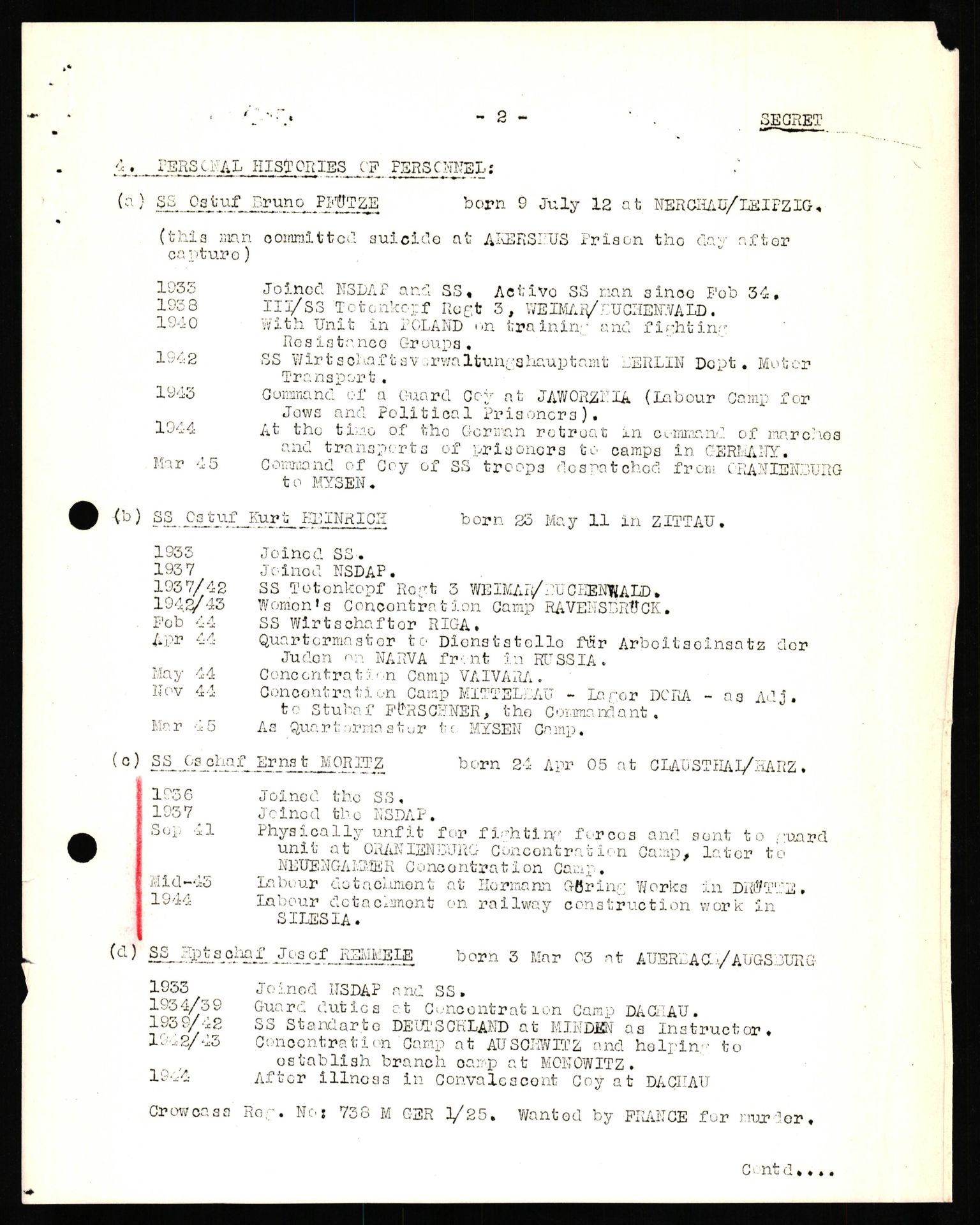 Forsvaret, Forsvarets overkommando II, RA/RAFA-3915/D/Db/L0022: CI Questionaires. Tyske okkupasjonsstyrker i Norge. Tyskere., 1945-1946, p. 239