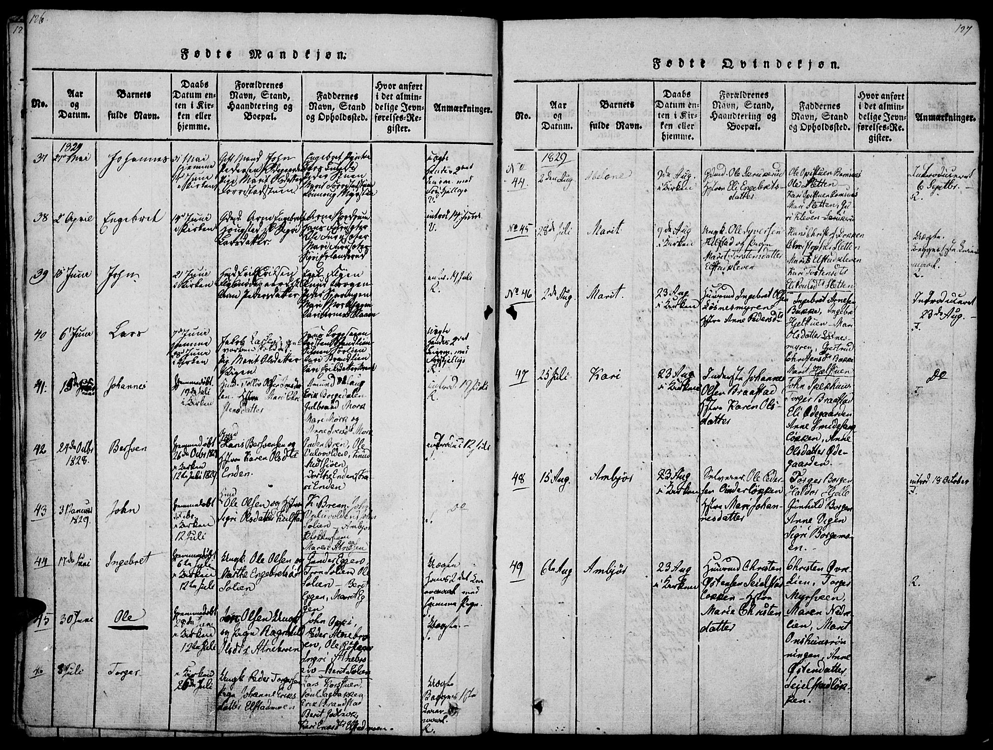 Ringebu prestekontor, AV/SAH-PREST-082/H/Ha/Haa/L0004: Parish register (official) no. 4, 1821-1839, p. 126-127