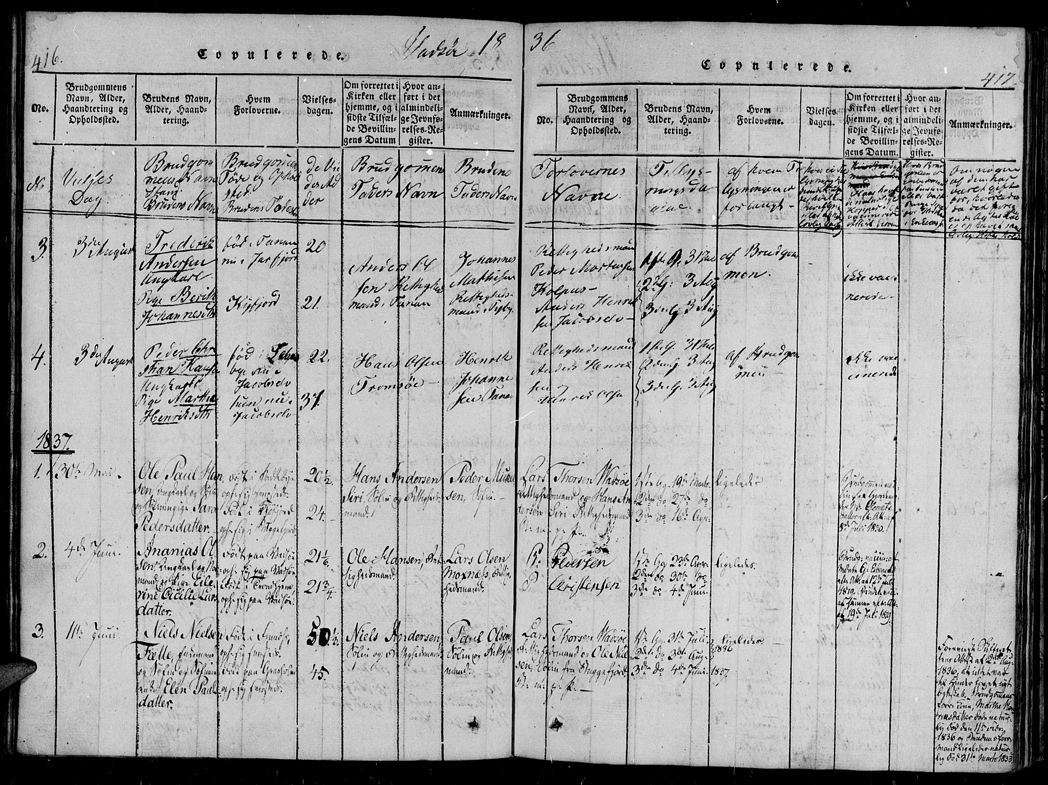 Vadsø sokneprestkontor, AV/SATØ-S-1325/H/Ha/L0003kirke: Parish register (official) no. 3 /1, 1821-1839, p. 416-417