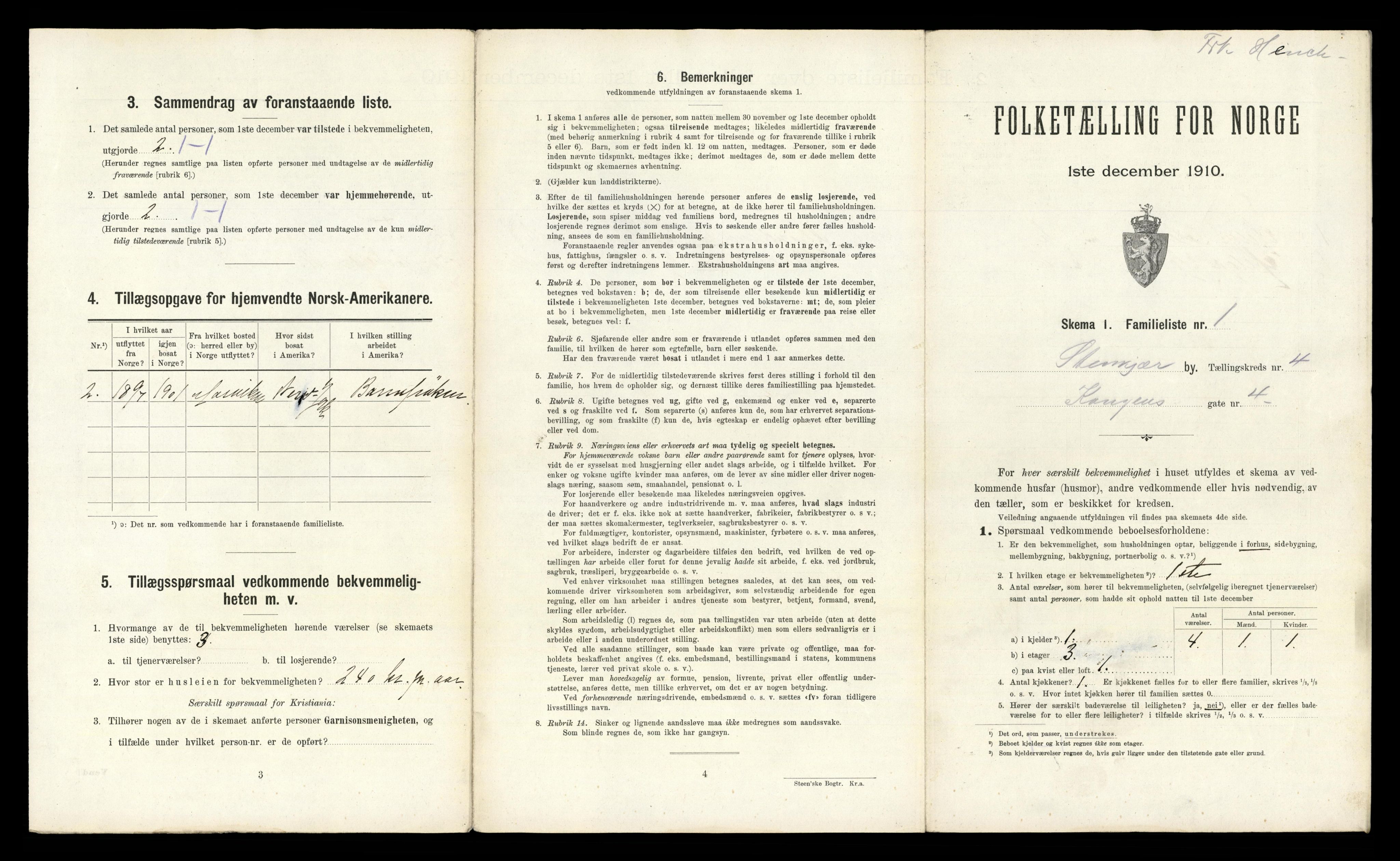 RA, 1910 census for Steinkjer, 1910, p. 1004