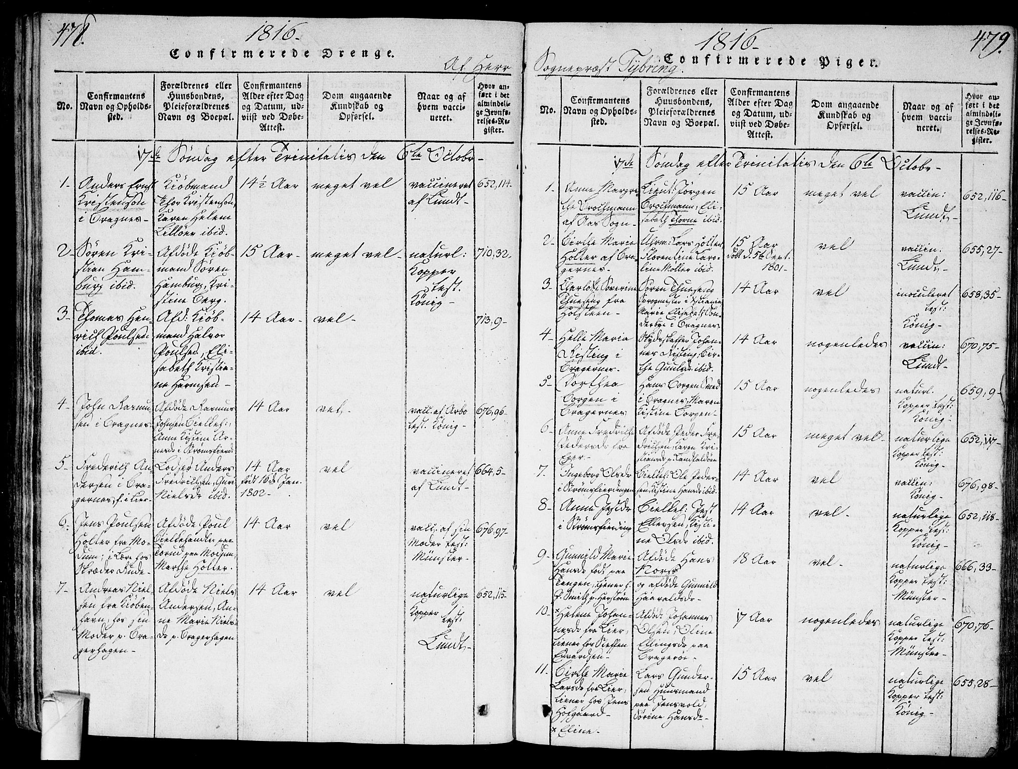 Bragernes kirkebøker, SAKO/A-6/G/Ga/L0001: Parish register (copy) no. 1, 1815-1829, p. 478-479