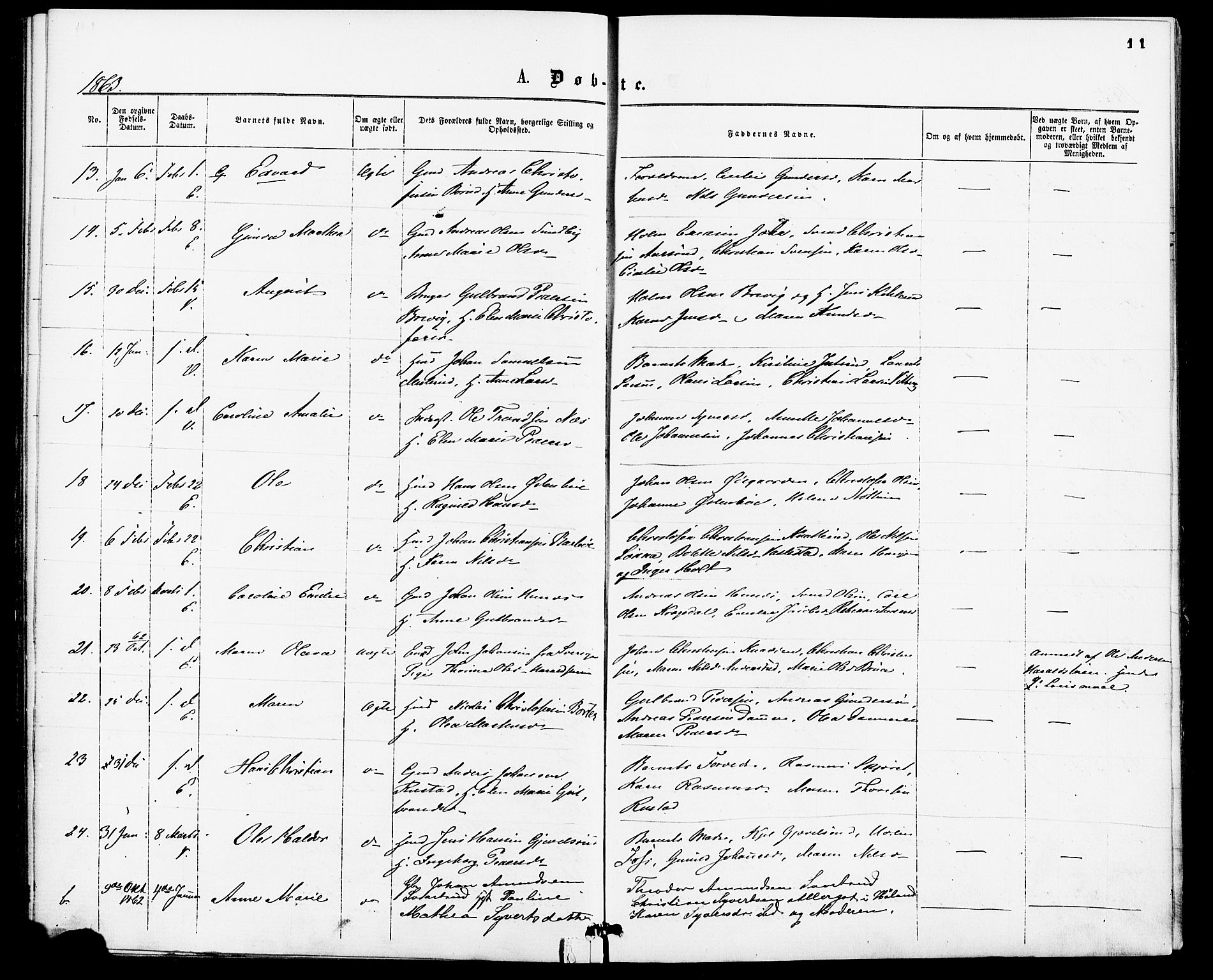 Enebakk prestekontor Kirkebøker, AV/SAO-A-10171c/F/Fa/L0011: Parish register (official) no. I 11, 1862-1882, p. 11