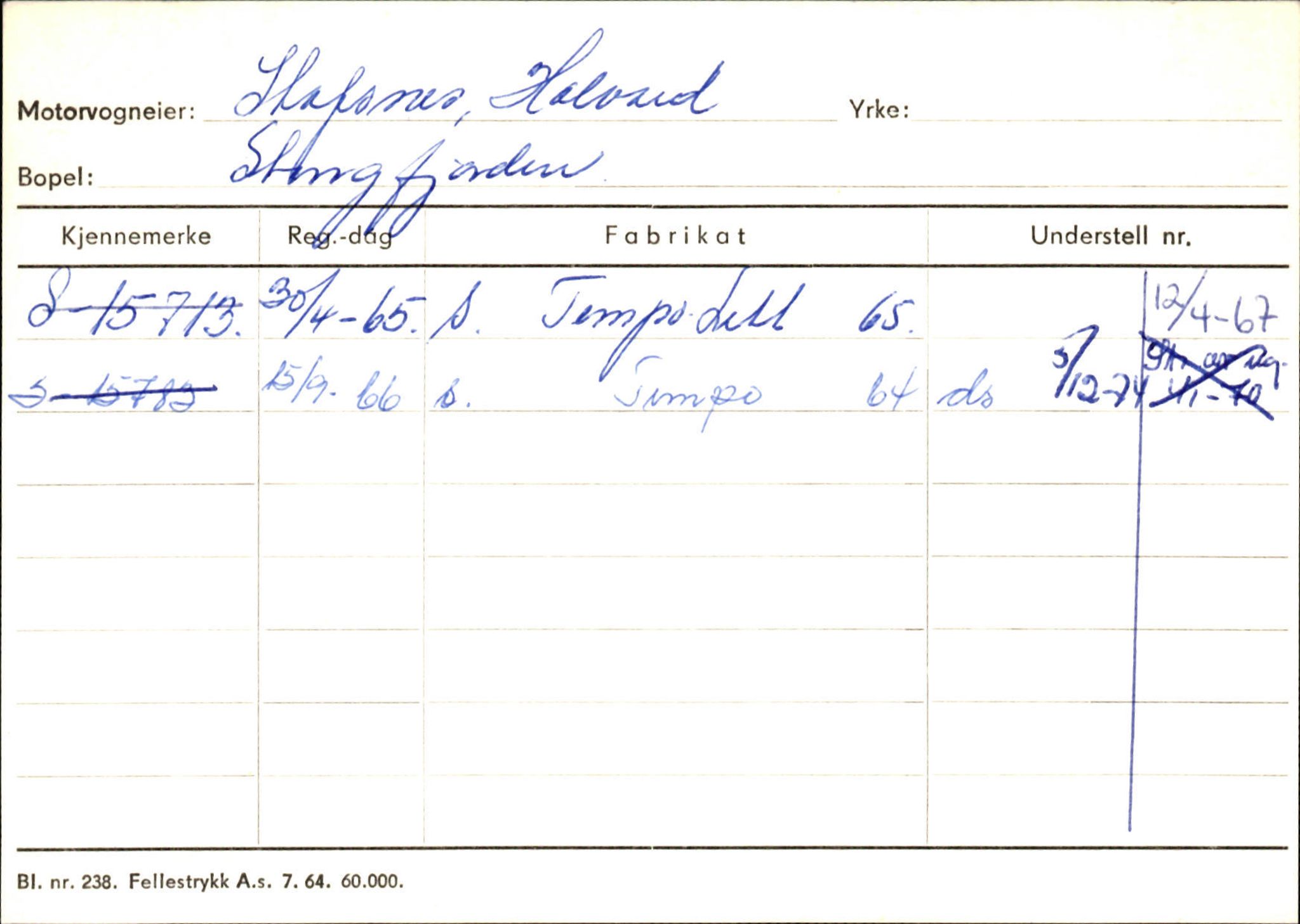 Statens vegvesen, Sogn og Fjordane vegkontor, AV/SAB-A-5301/4/F/L0132: Eigarregister Askvoll A-Å. Balestrand A-Å, 1945-1975, p. 1182