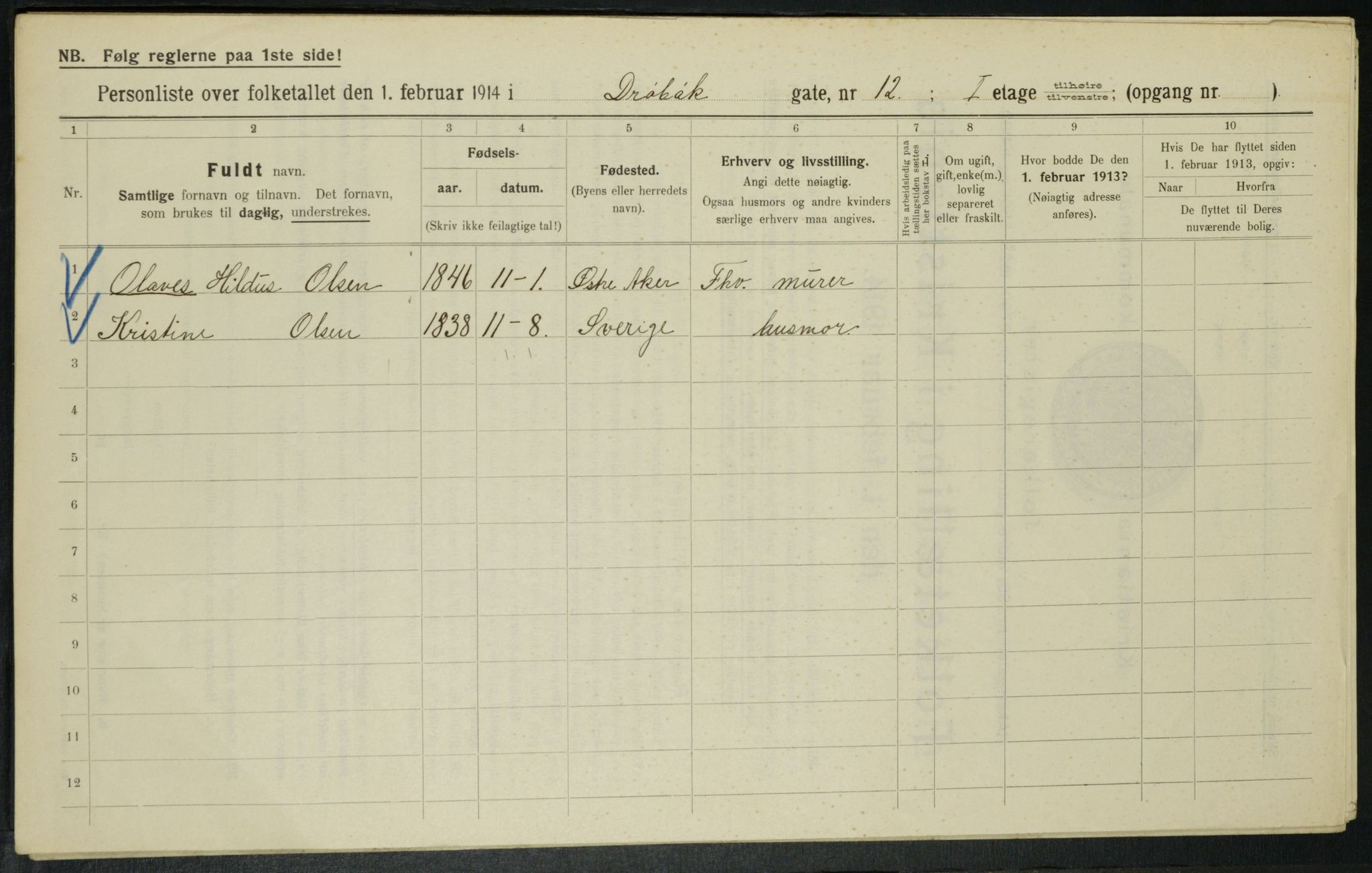 OBA, Municipal Census 1914 for Kristiania, 1914, p. 17606