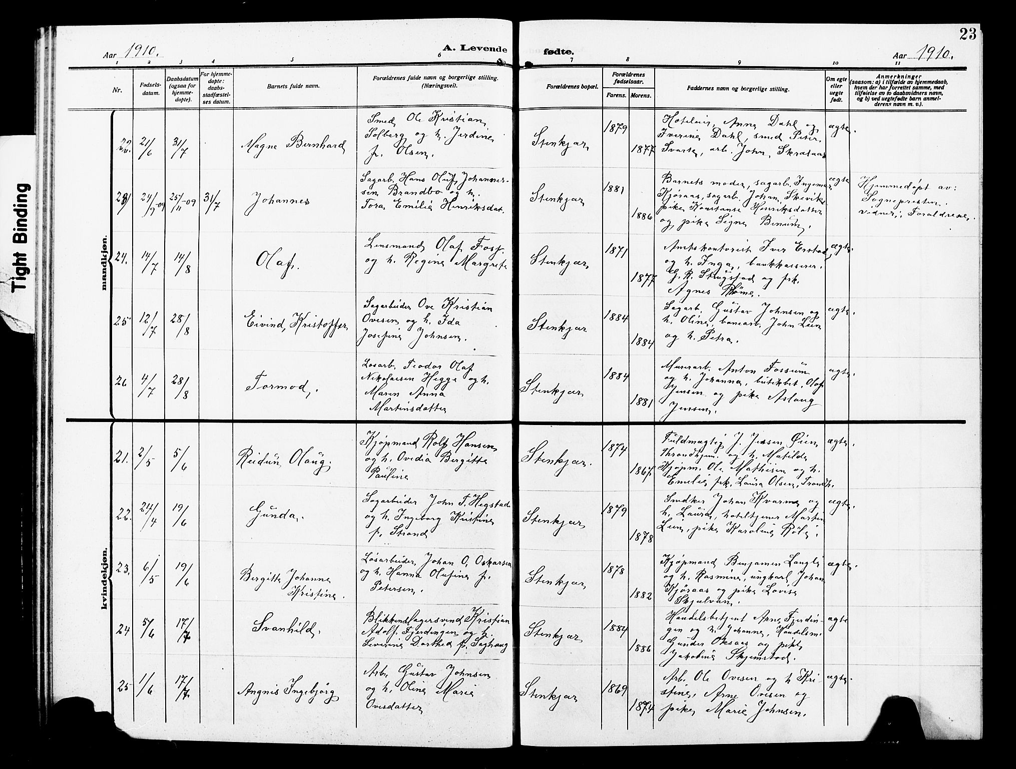 Ministerialprotokoller, klokkerbøker og fødselsregistre - Nord-Trøndelag, AV/SAT-A-1458/739/L0376: Parish register (copy) no. 739C04, 1908-1917, p. 23