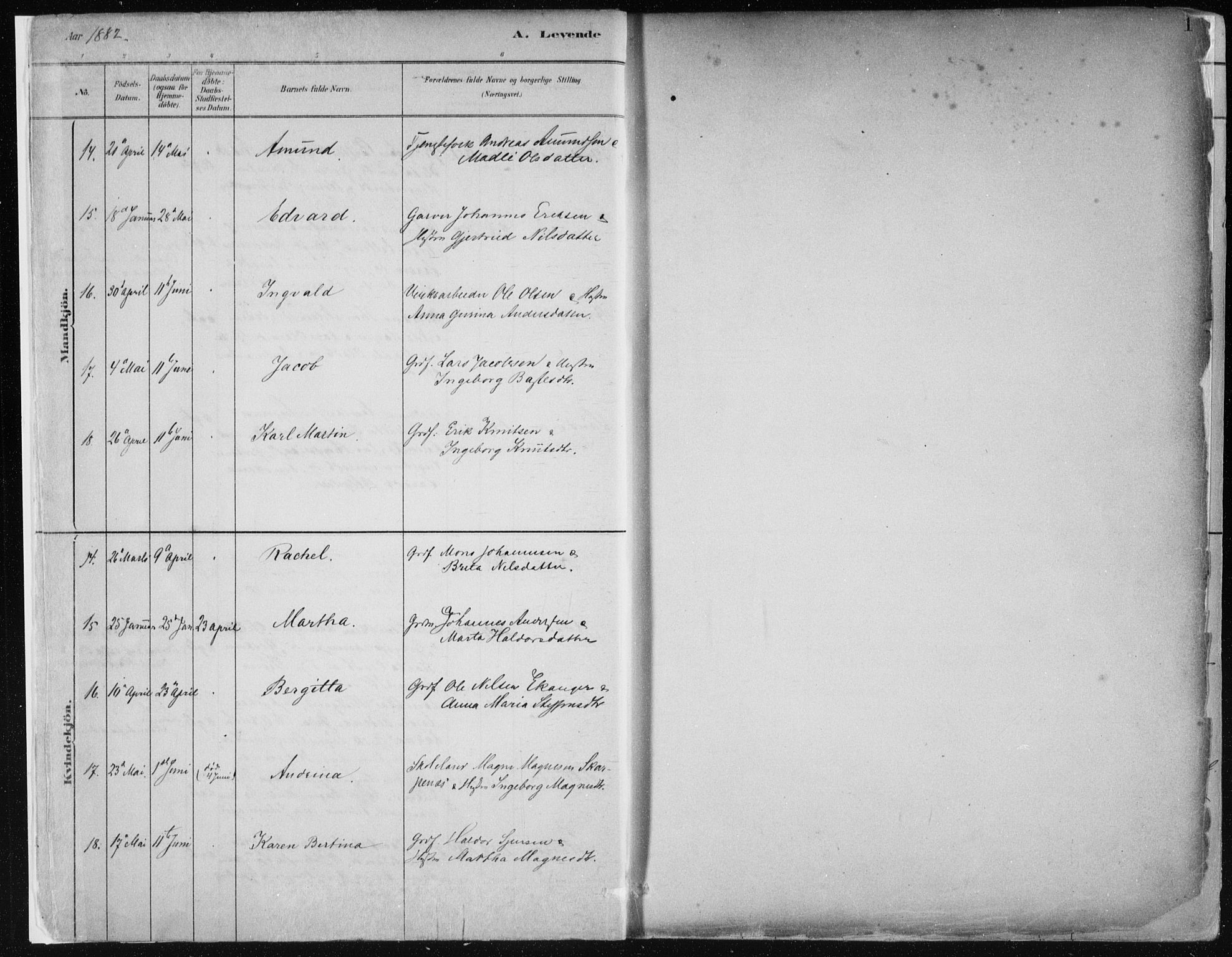 Hamre sokneprestembete, AV/SAB-A-75501/H/Ha/Haa/Haab/L0001: Parish register (official) no. B  1, 1882-1905, p. 8