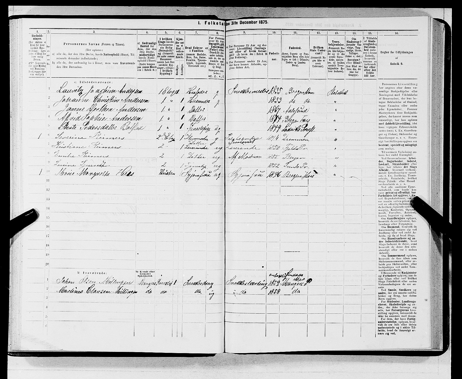 SAB, 1875 census for 1301 Bergen, 1875, p. 5758