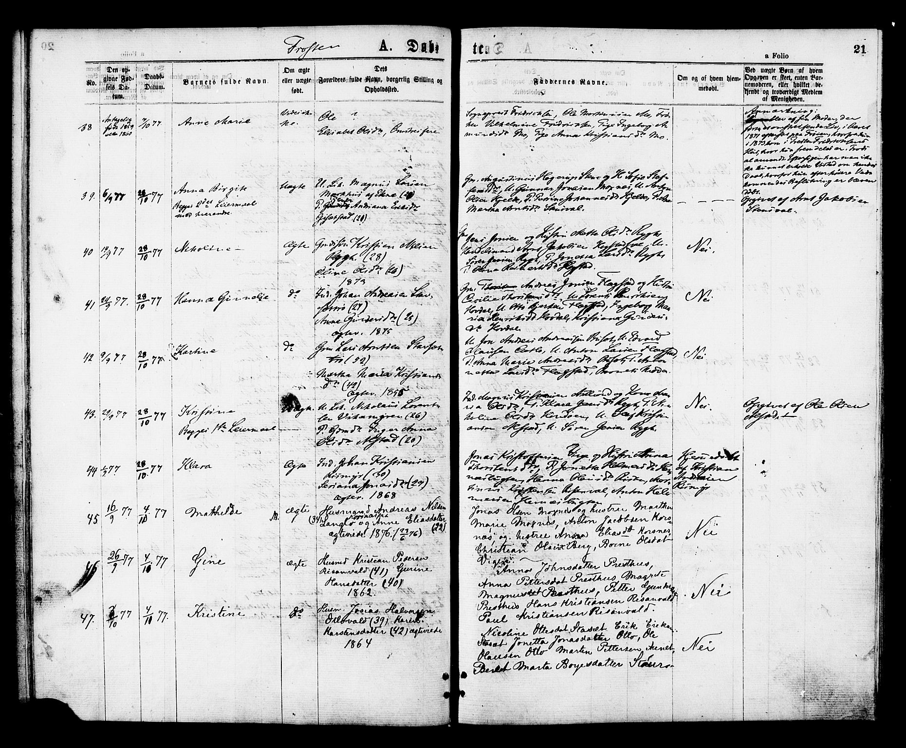 Ministerialprotokoller, klokkerbøker og fødselsregistre - Nord-Trøndelag, AV/SAT-A-1458/713/L0118: Parish register (official) no. 713A08 /1, 1875-1877, p. 21
