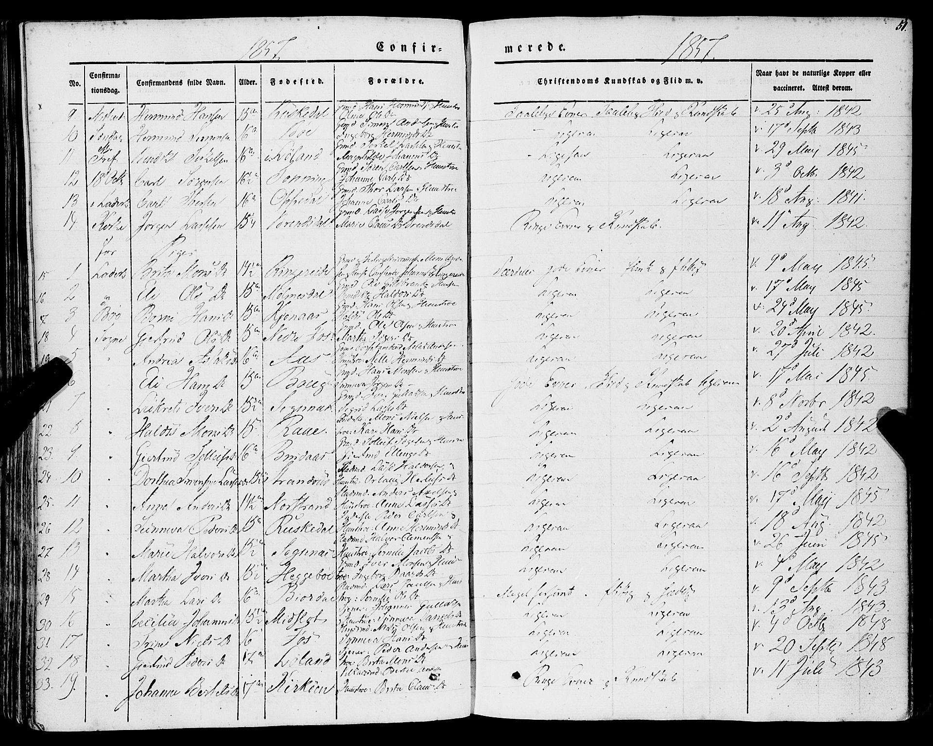 Lavik sokneprestembete, AV/SAB-A-80901: Parish register (official) no. A 3, 1843-1863, p. 51