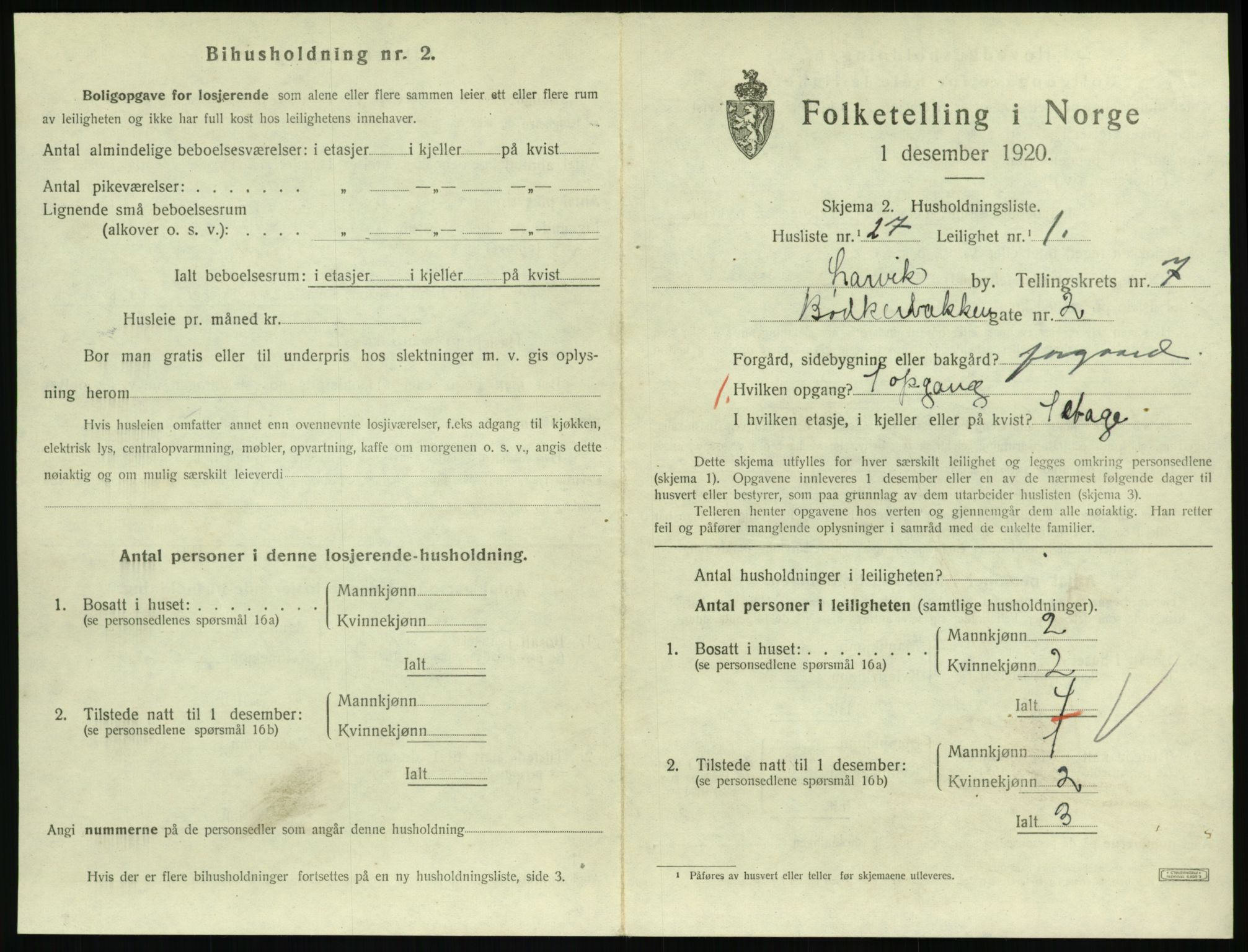 SAKO, 1920 census for Larvik, 1920, p. 6072