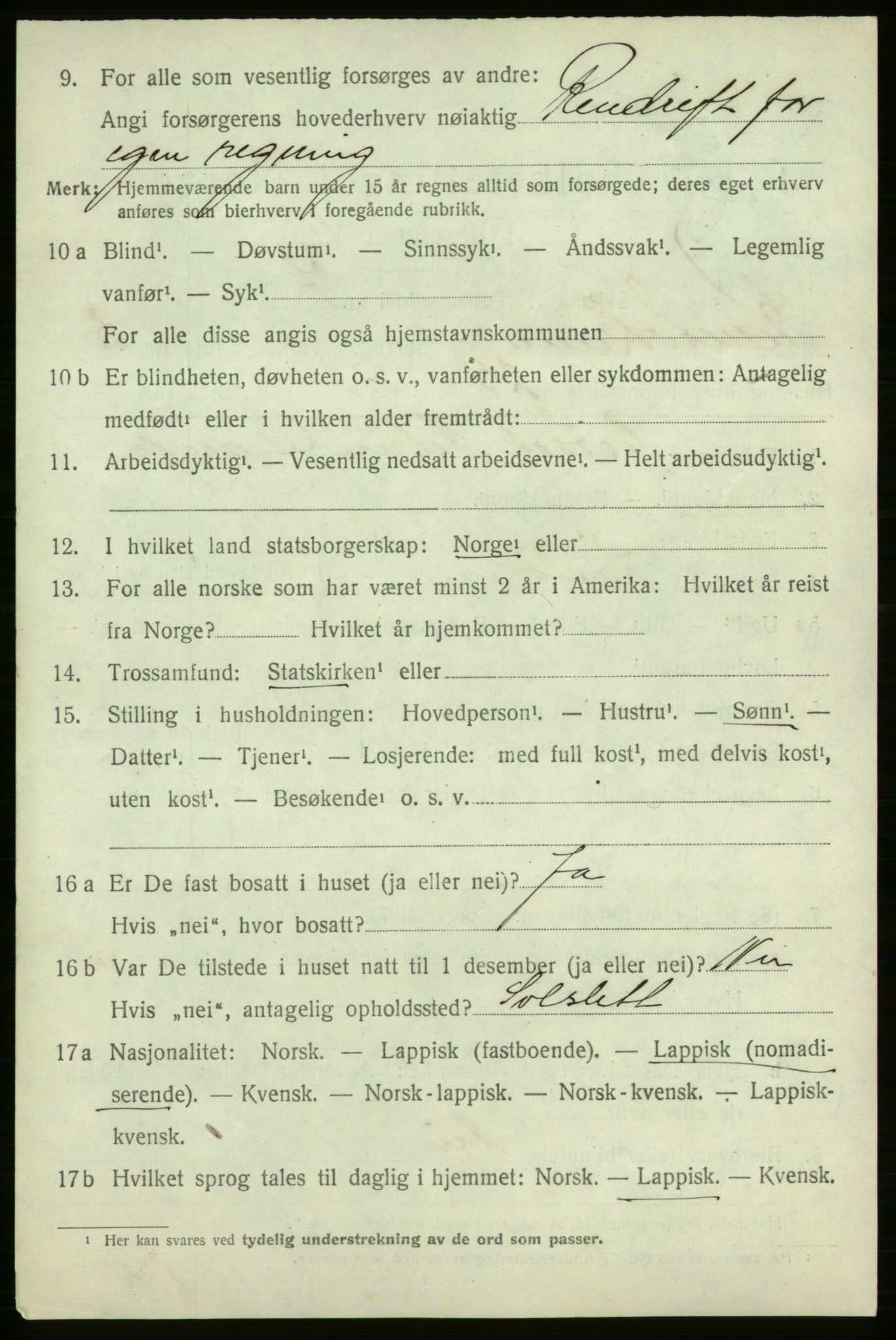 SATØ, 1920 census for Kautokeino, 1920, p. 1690