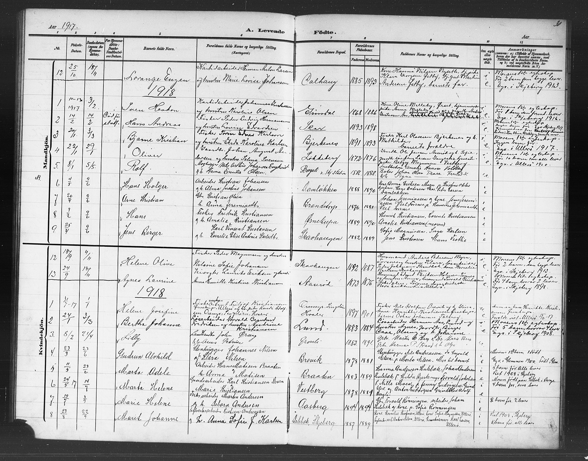 Skjeberg prestekontor Kirkebøker, SAO/A-10923/G/Gb/L0001: Parish register (copy) no. II 1, 1901-1919, p. 30