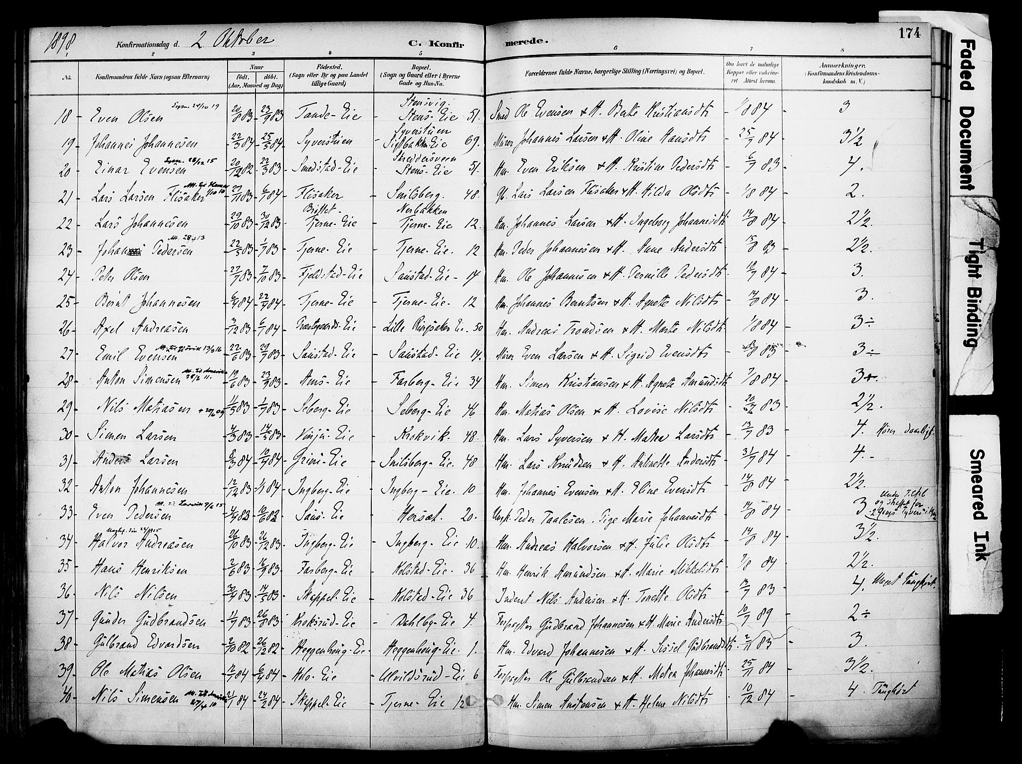 Ringsaker prestekontor, AV/SAH-PREST-014/K/Ka/L0017: Parish register (official) no. 17, 1891-1902, p. 174