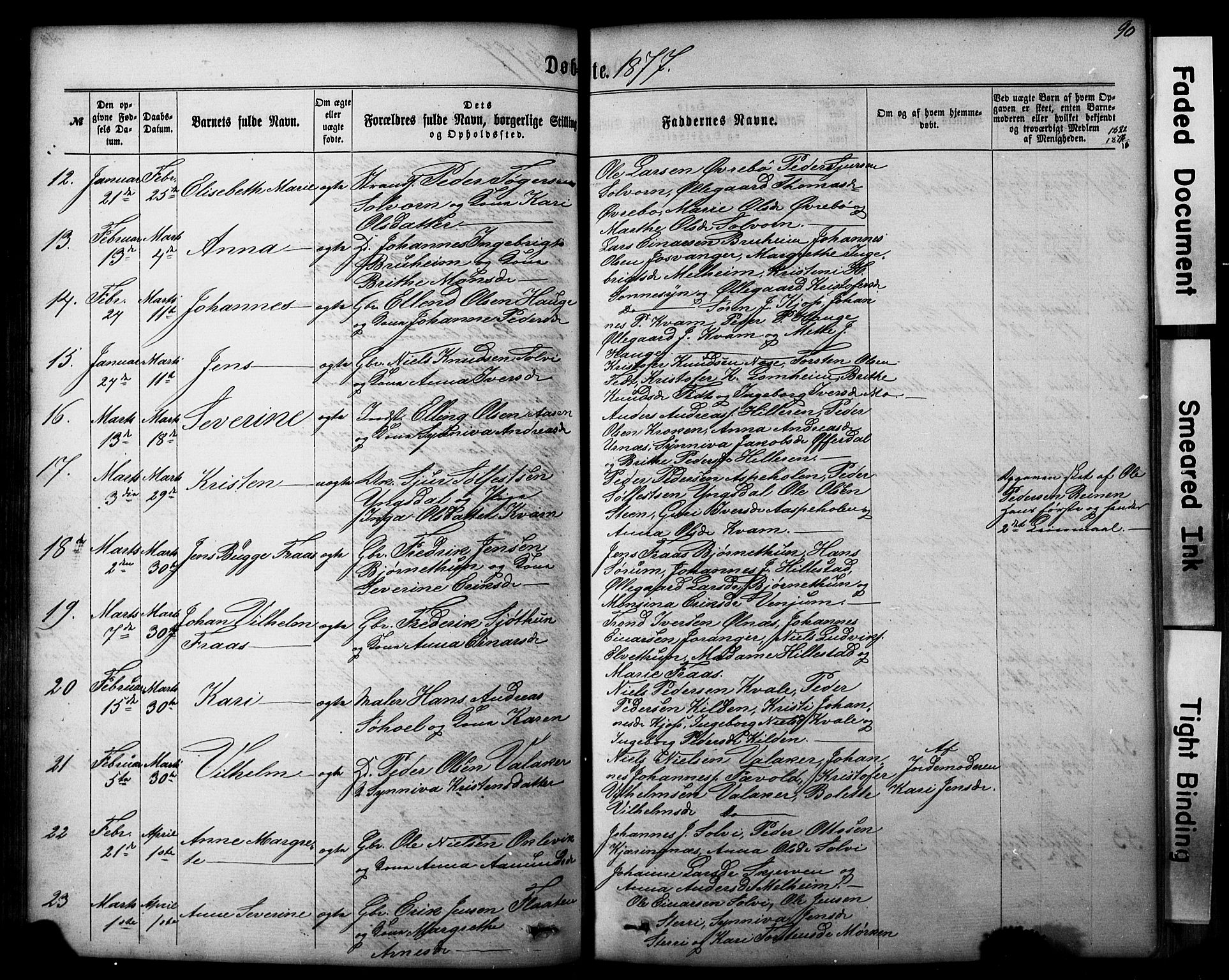 Hafslo sokneprestembete, SAB/A-80301/H/Hab/Haba/L0001: Parish register (copy) no. A 1, 1866-1908, p. 90