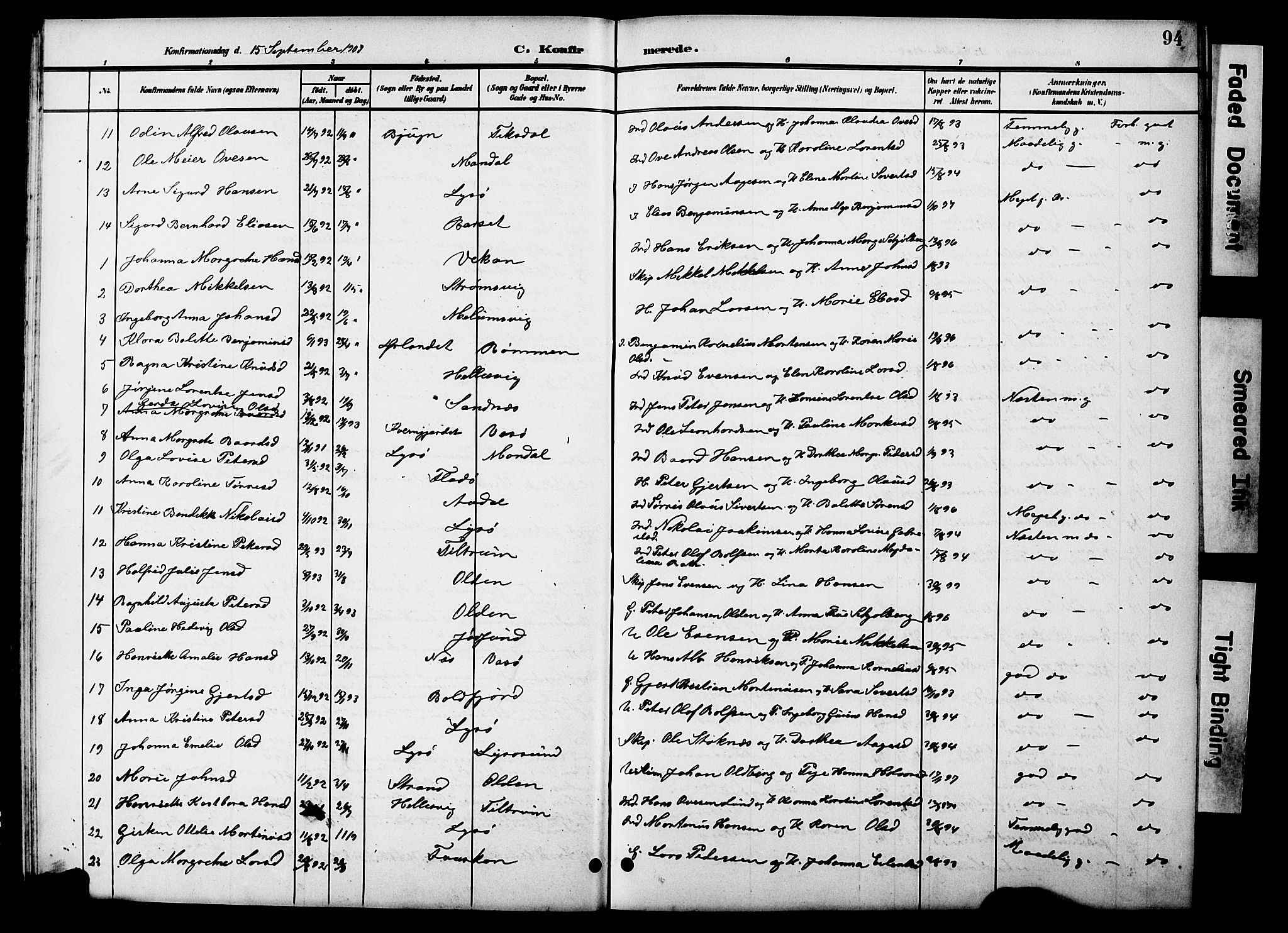 Ministerialprotokoller, klokkerbøker og fødselsregistre - Sør-Trøndelag, SAT/A-1456/654/L0666: Parish register (copy) no. 654C02, 1901-1925, p. 94
