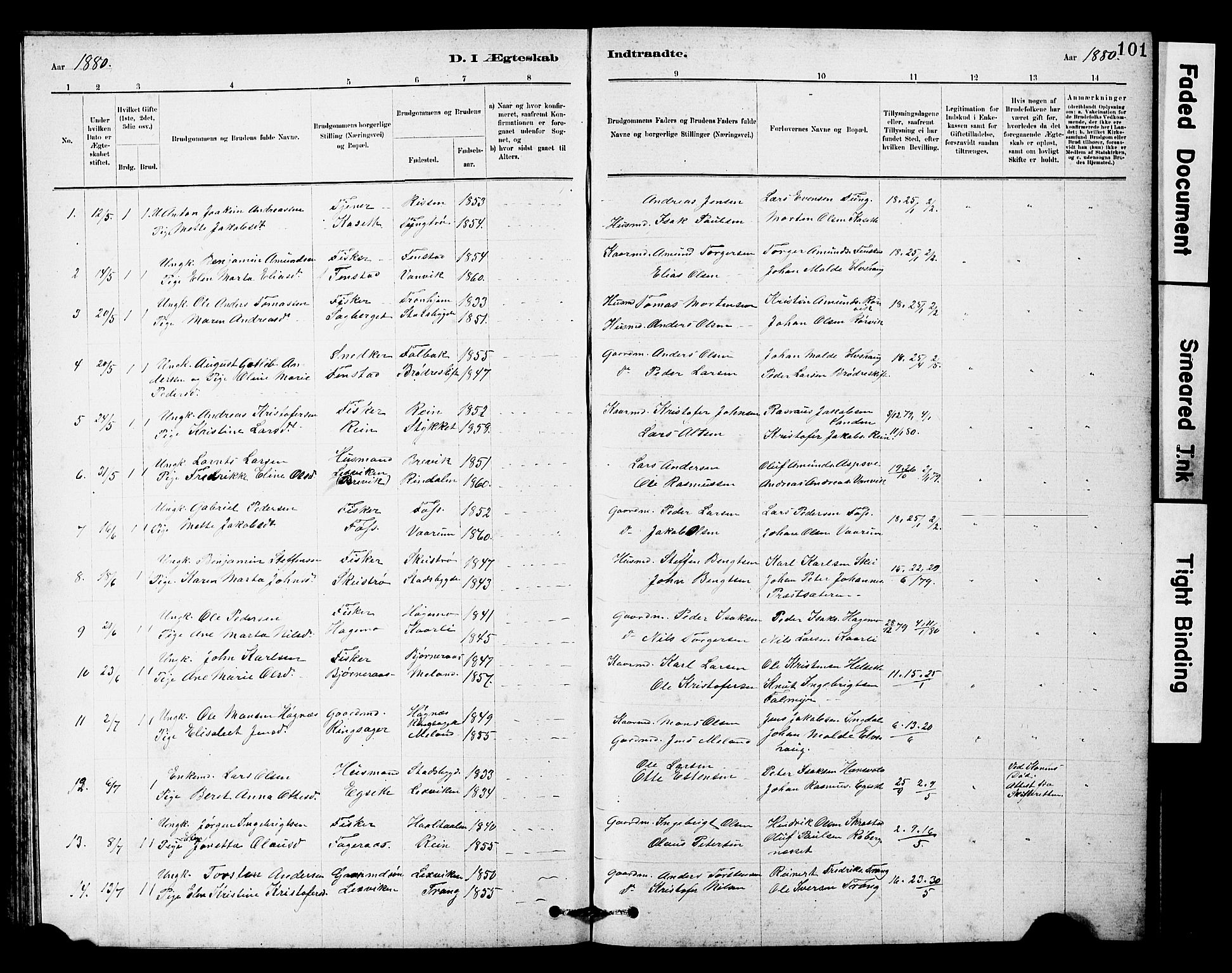 Ministerialprotokoller, klokkerbøker og fødselsregistre - Sør-Trøndelag, SAT/A-1456/646/L0628: Parish register (copy) no. 646C01, 1880-1903, p. 101