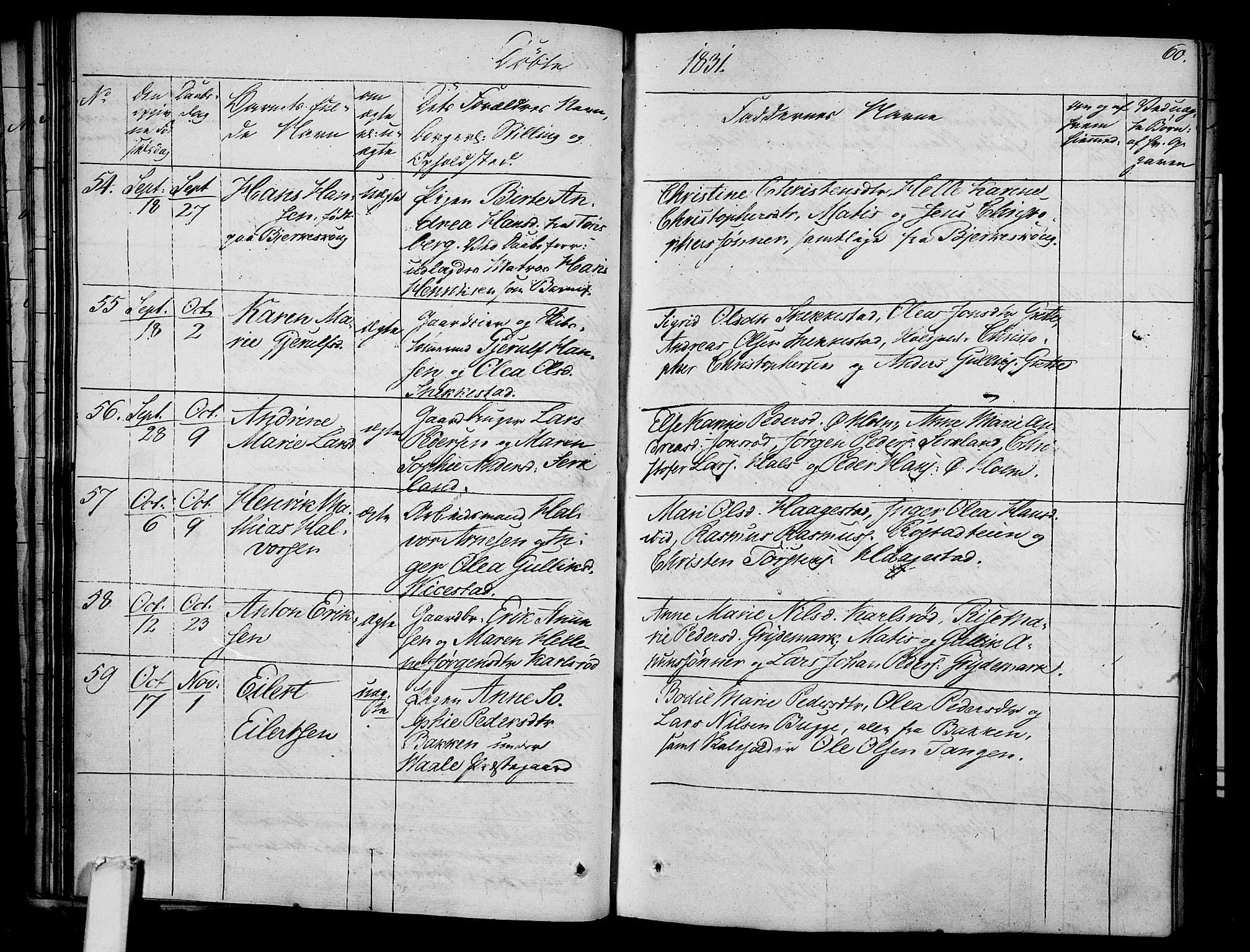 Våle kirkebøker, AV/SAKO-A-334/F/Fa/L0008: Parish register (official) no. I 8, 1824-1844, p. 60