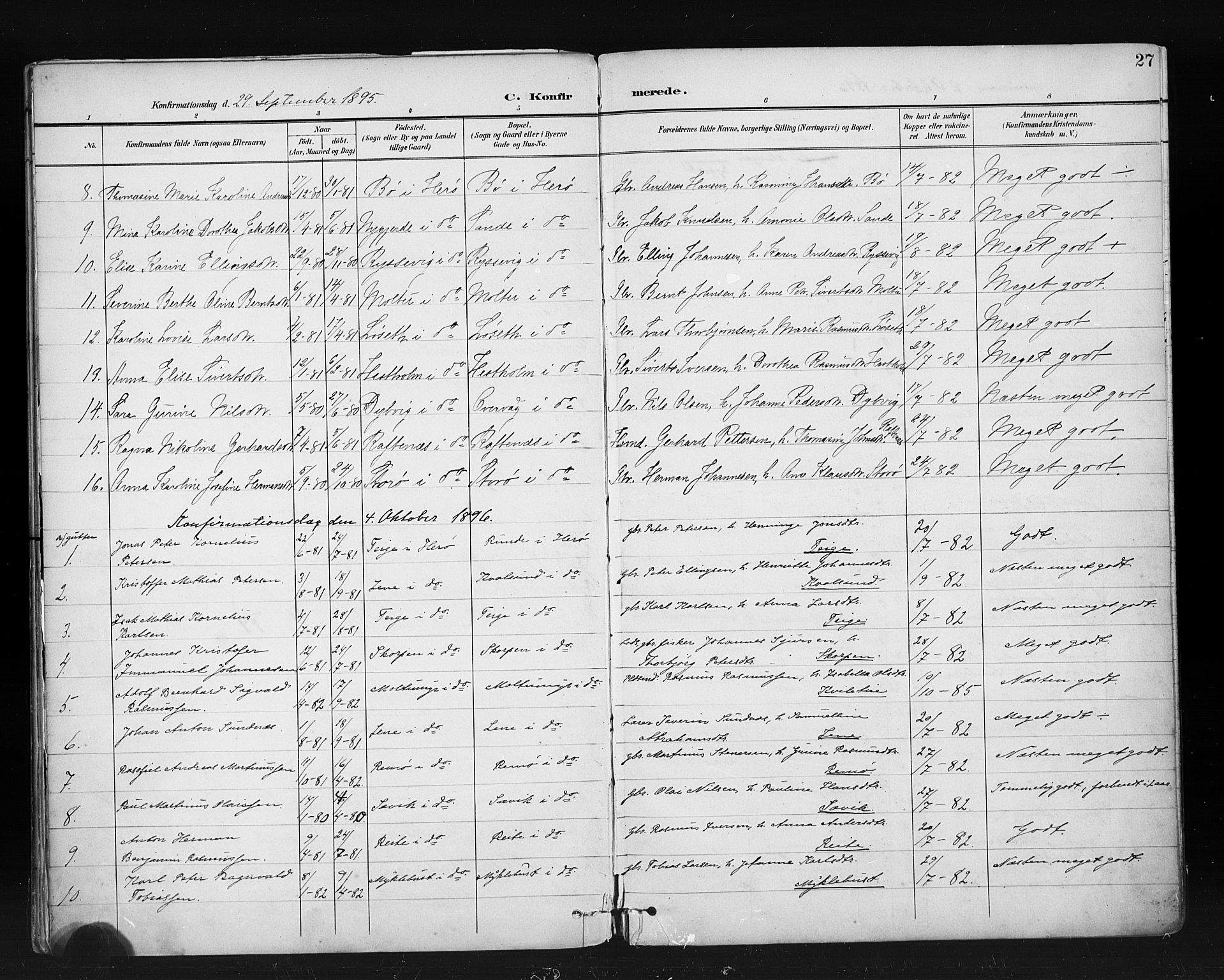 Ministerialprotokoller, klokkerbøker og fødselsregistre - Møre og Romsdal, SAT/A-1454/507/L0074: Parish register (official) no. 507A09, 1894-1900, p. 27