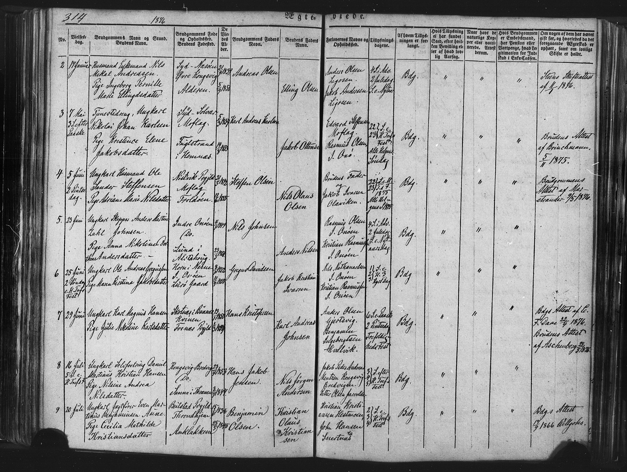 Ministerialprotokoller, klokkerbøker og fødselsregistre - Nordland, AV/SAT-A-1459/839/L0567: Parish register (official) no. 839A04, 1863-1879, p. 314