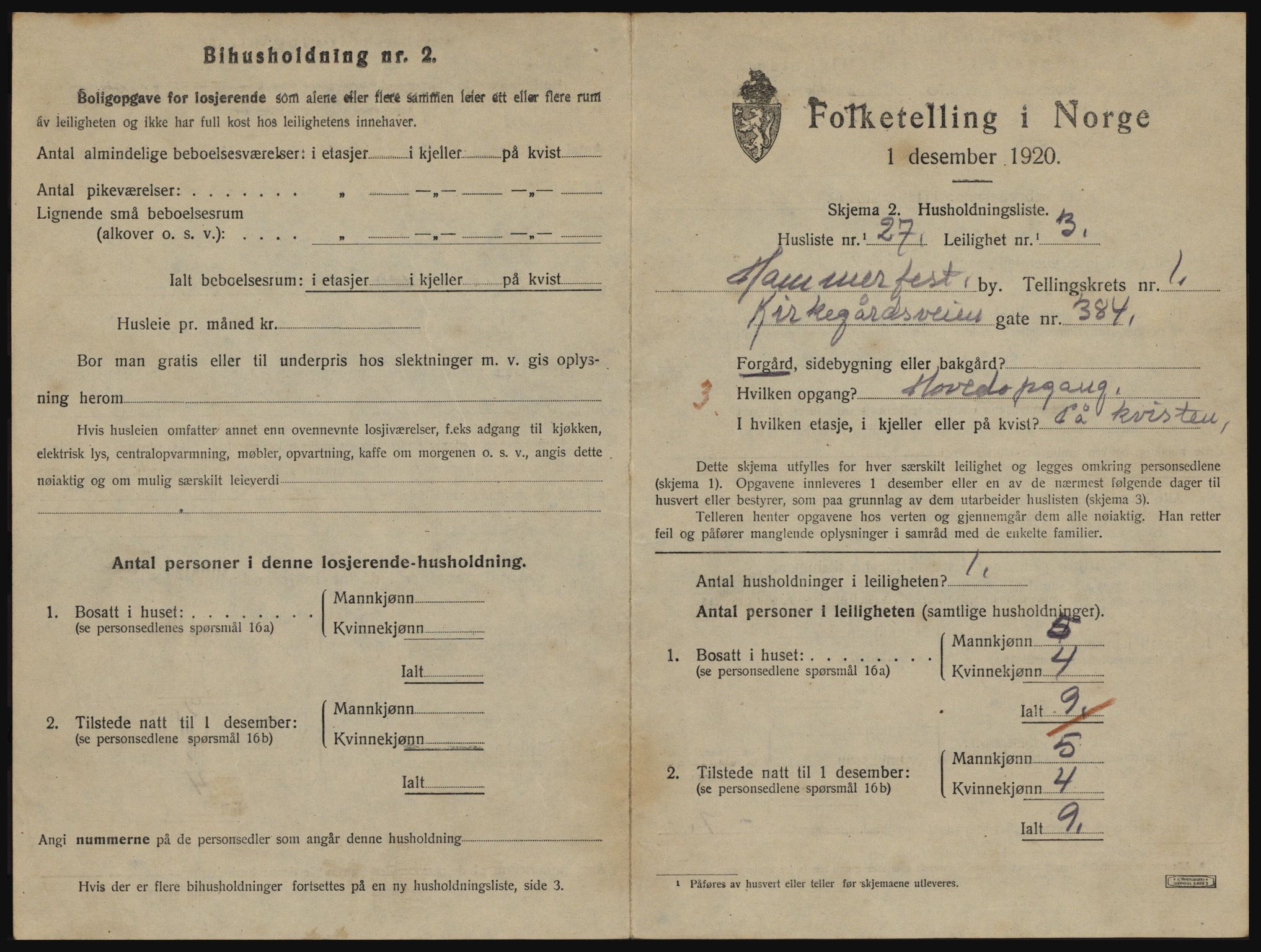 SATØ, 1920 census for Hammerfest, 1920, p. 1118