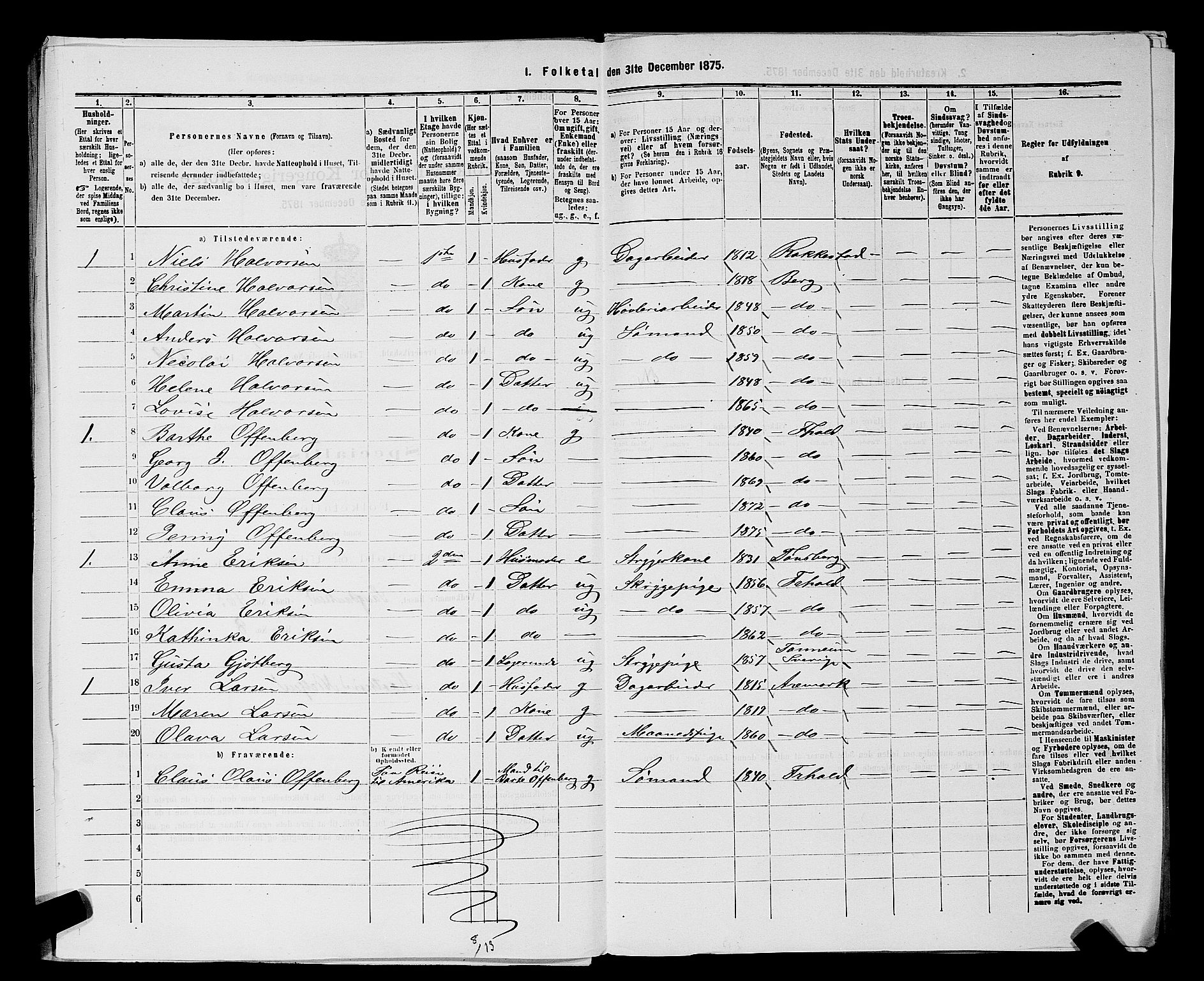 RA, 1875 census for 0101P Fredrikshald, 1875, p. 787