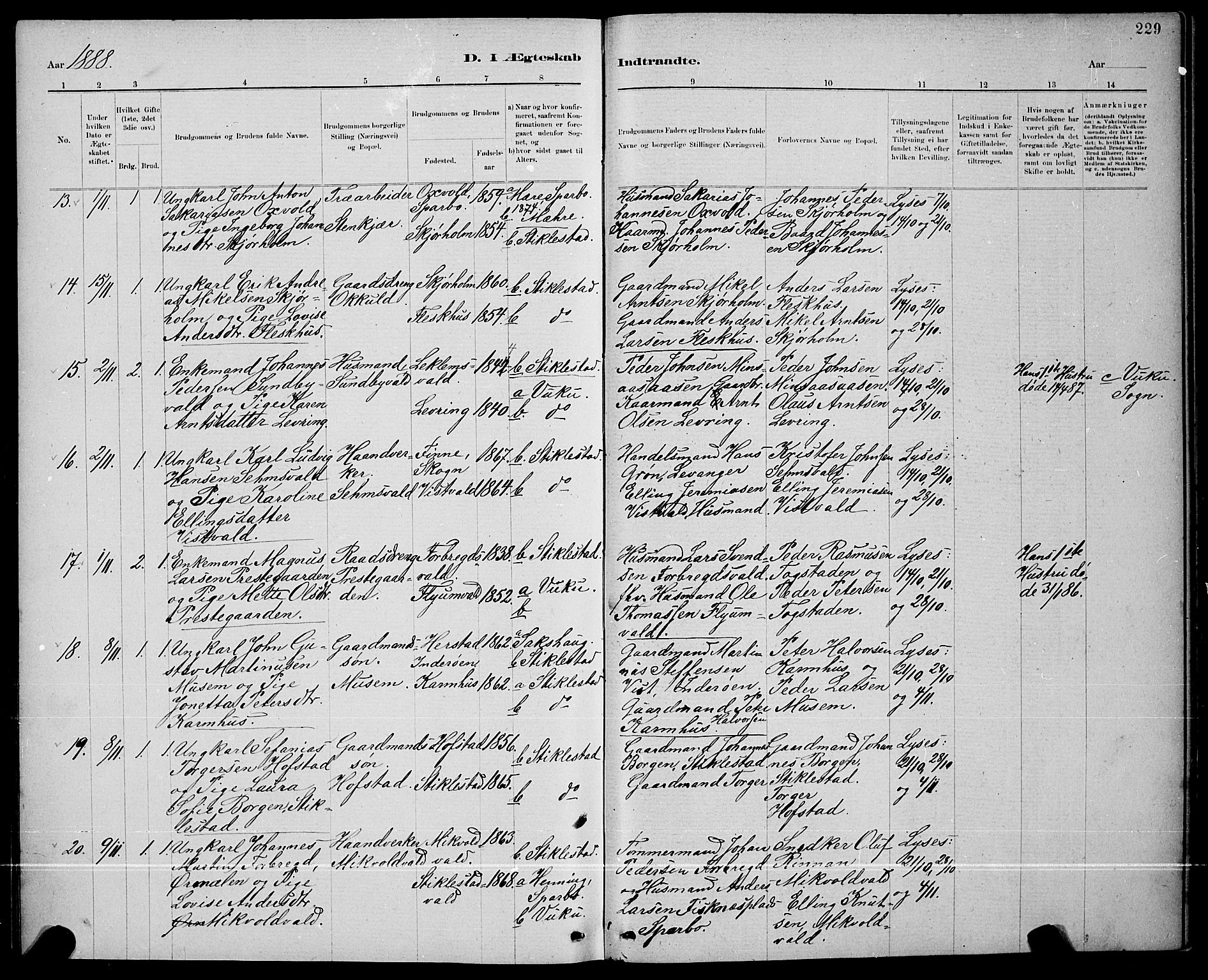 Ministerialprotokoller, klokkerbøker og fødselsregistre - Nord-Trøndelag, SAT/A-1458/723/L0256: Parish register (copy) no. 723C04, 1879-1890, p. 229