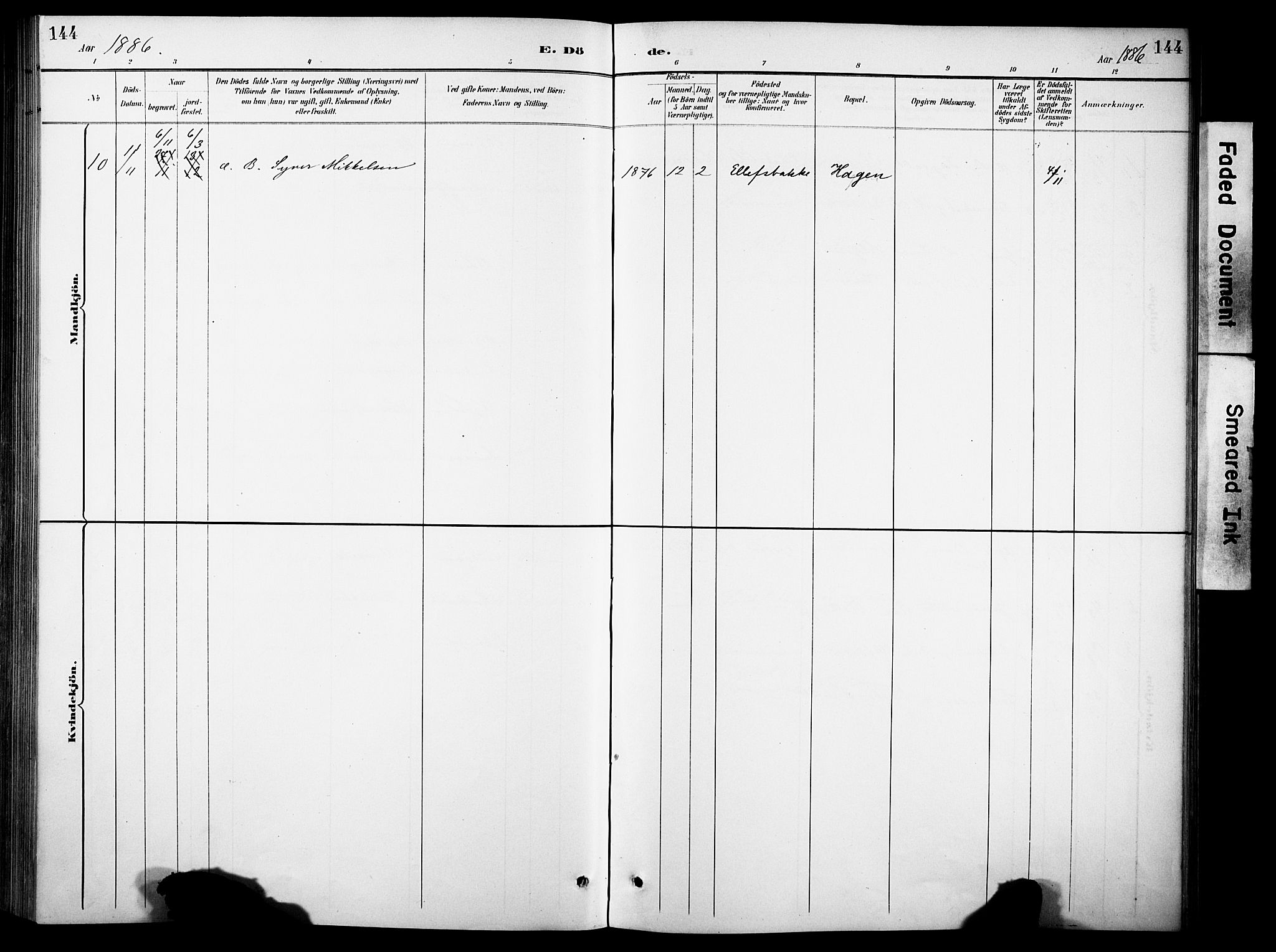 Sør-Aurdal prestekontor, SAH/PREST-128/H/Ha/Haa/L0010: Parish register (official) no. 10, 1886-1906, p. 144