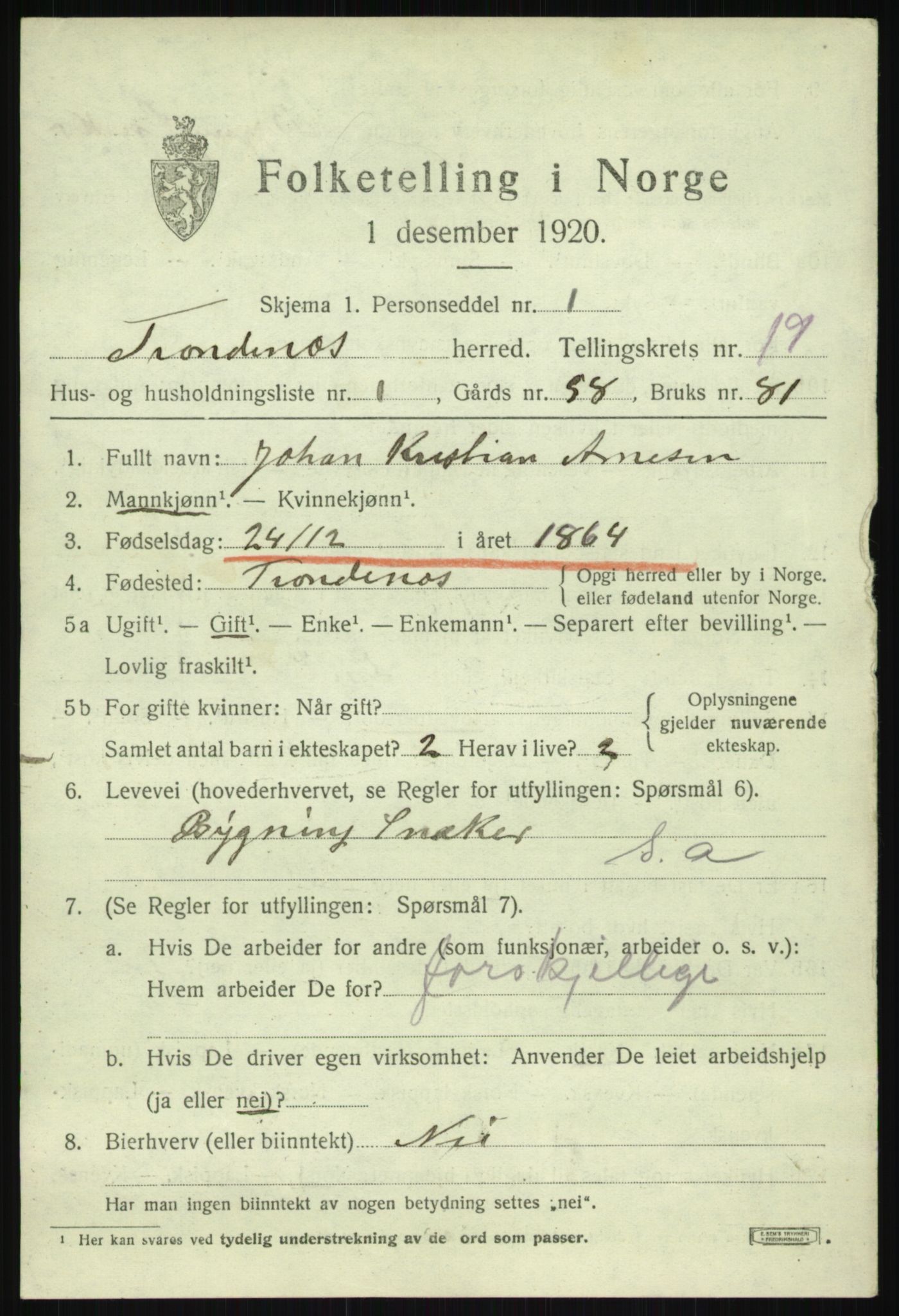 SATØ, 1920 census for Trondenes, 1920, p. 13334