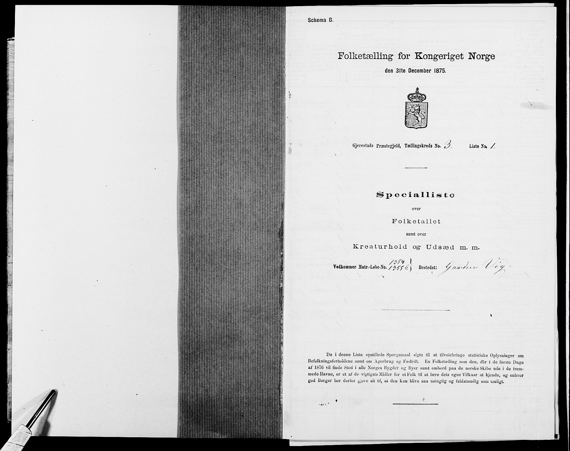 SAK, 1875 census for 0911P Gjerstad, 1875, p. 280