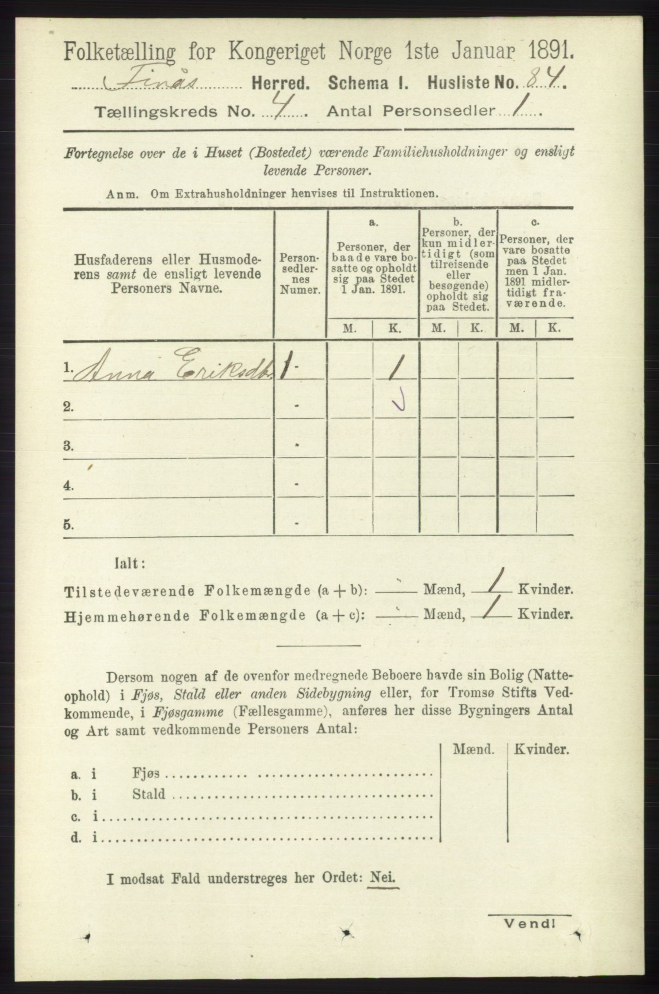 RA, 1891 census for 1218 Finnås, 1891, p. 1671