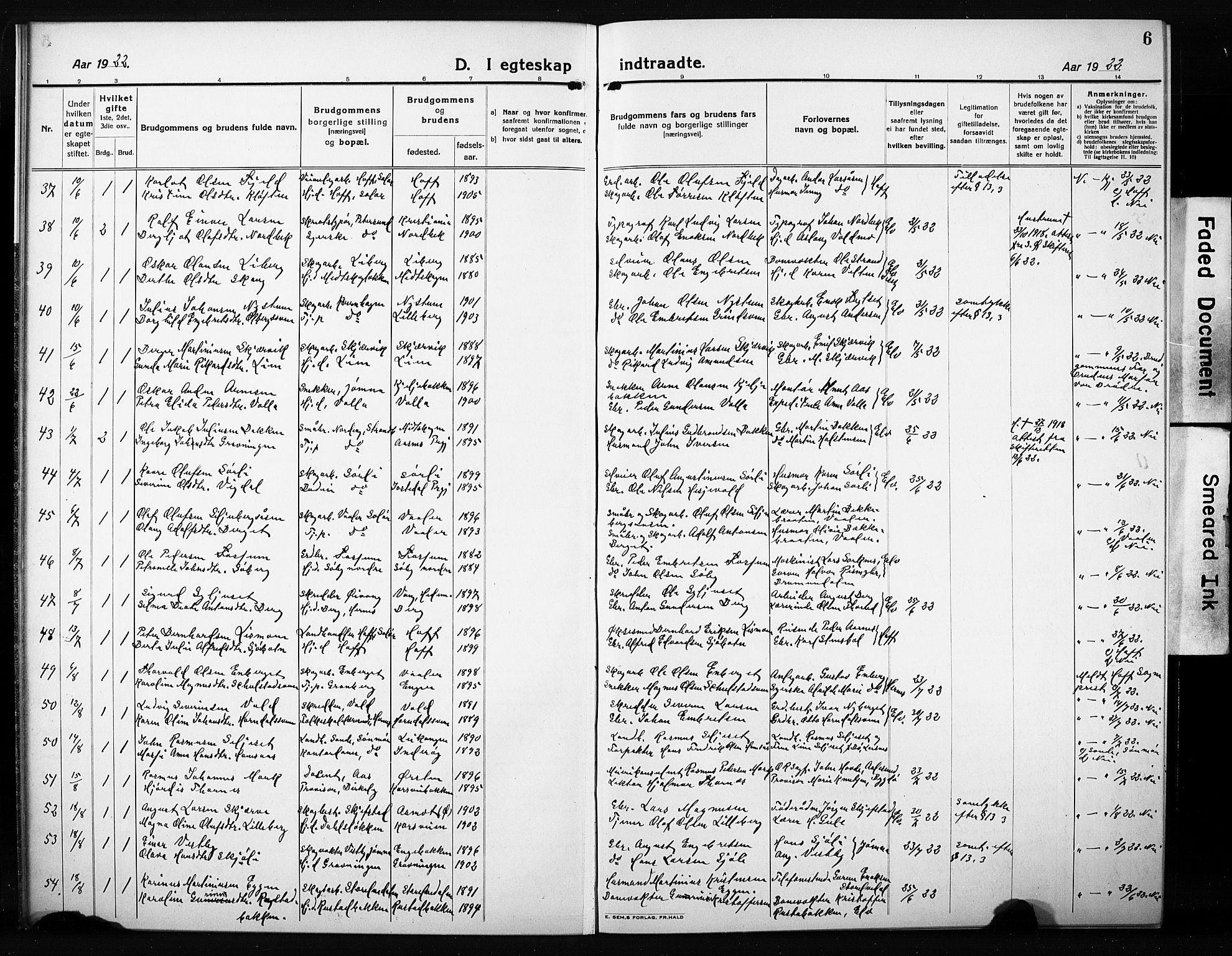 Elverum prestekontor, AV/SAH-PREST-044/H/Ha/Hab/L0014: Parish register (copy) no. 14, 1922-1933, p. 6