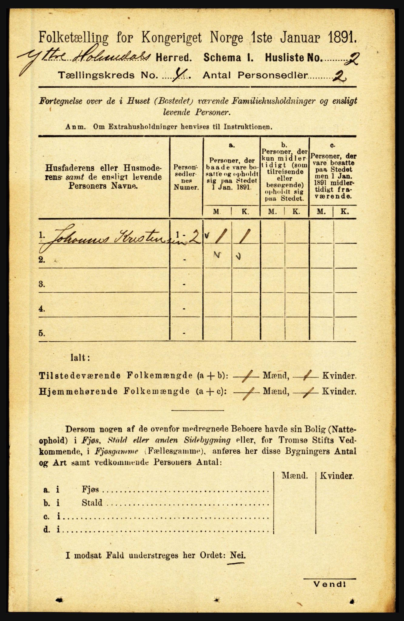 RA, 1891 census for 1429 Ytre Holmedal, 1891, p. 856