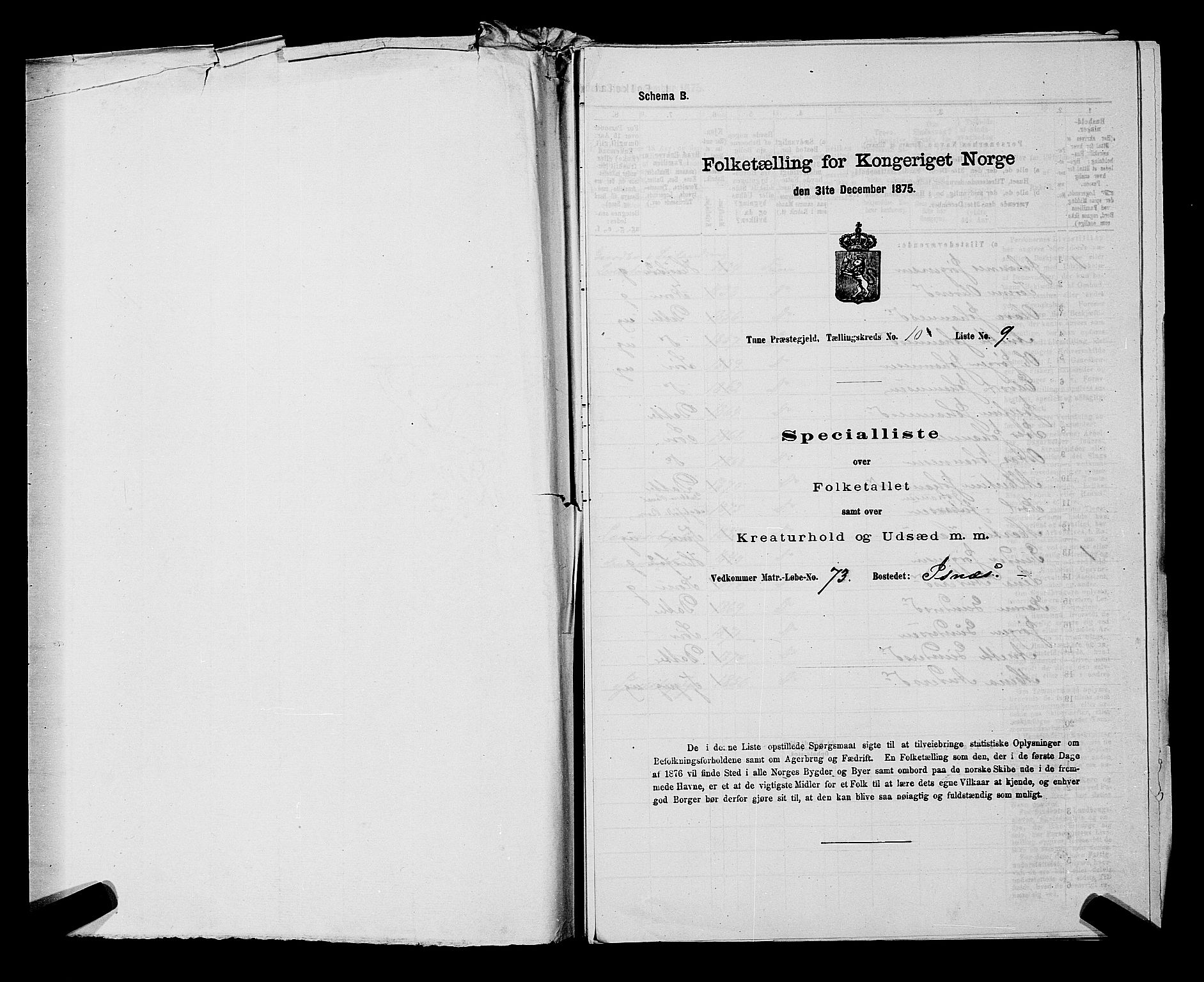 RA, 1875 census for 0130P Tune, 1875, p. 1643