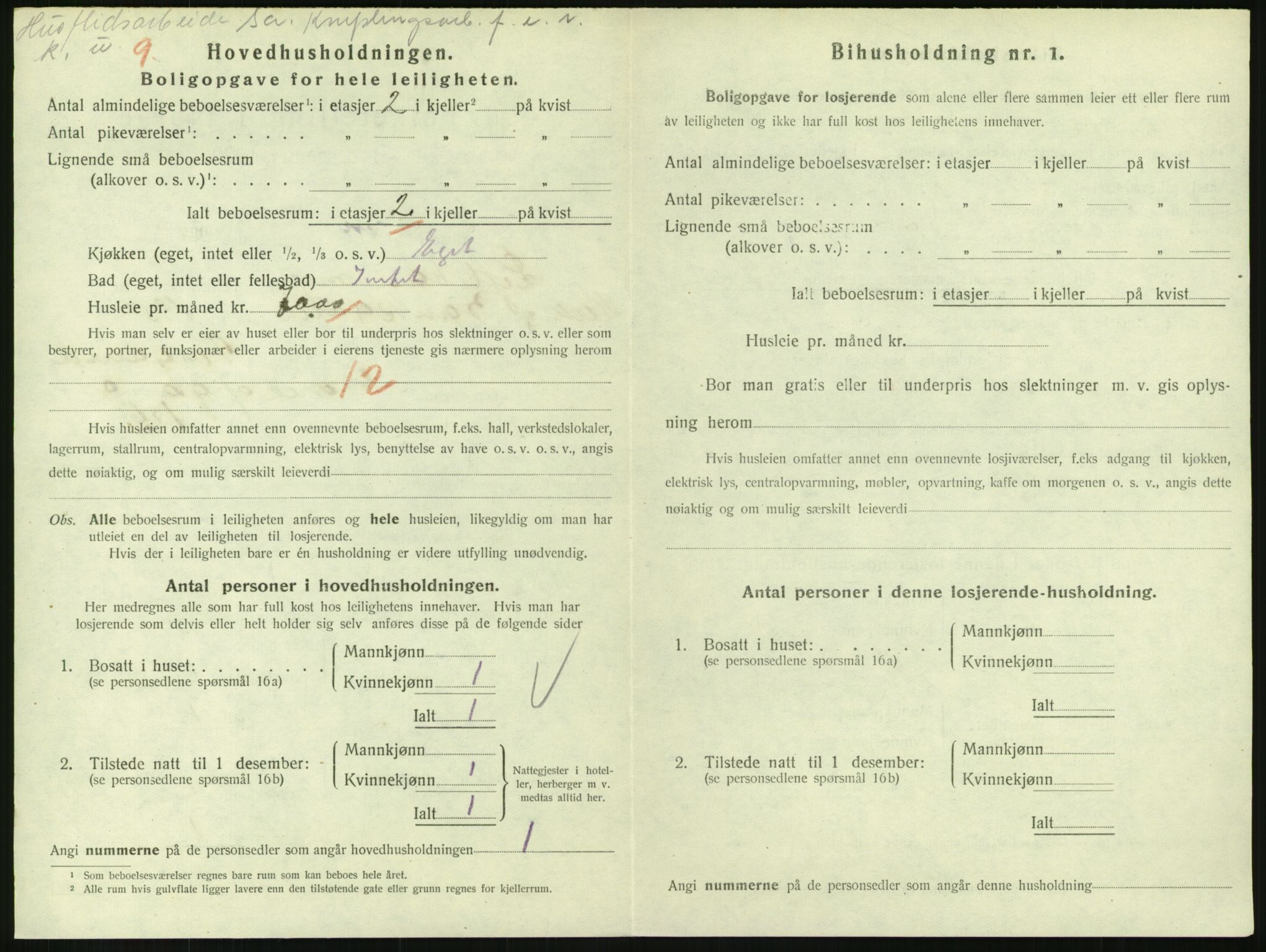 SAH, 1920 census for Lillehammer, 1920, p. 2045