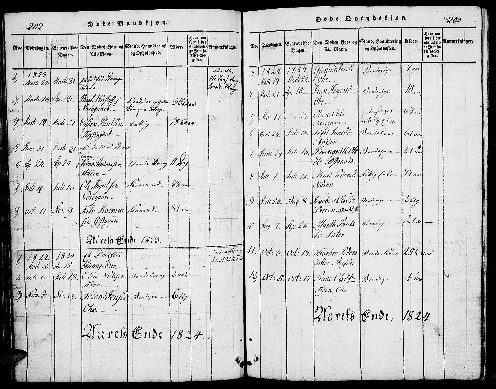 Tolga prestekontor, AV/SAH-PREST-062/L/L0002: Parish register (copy) no. 2, 1815-1844, p. 202-203