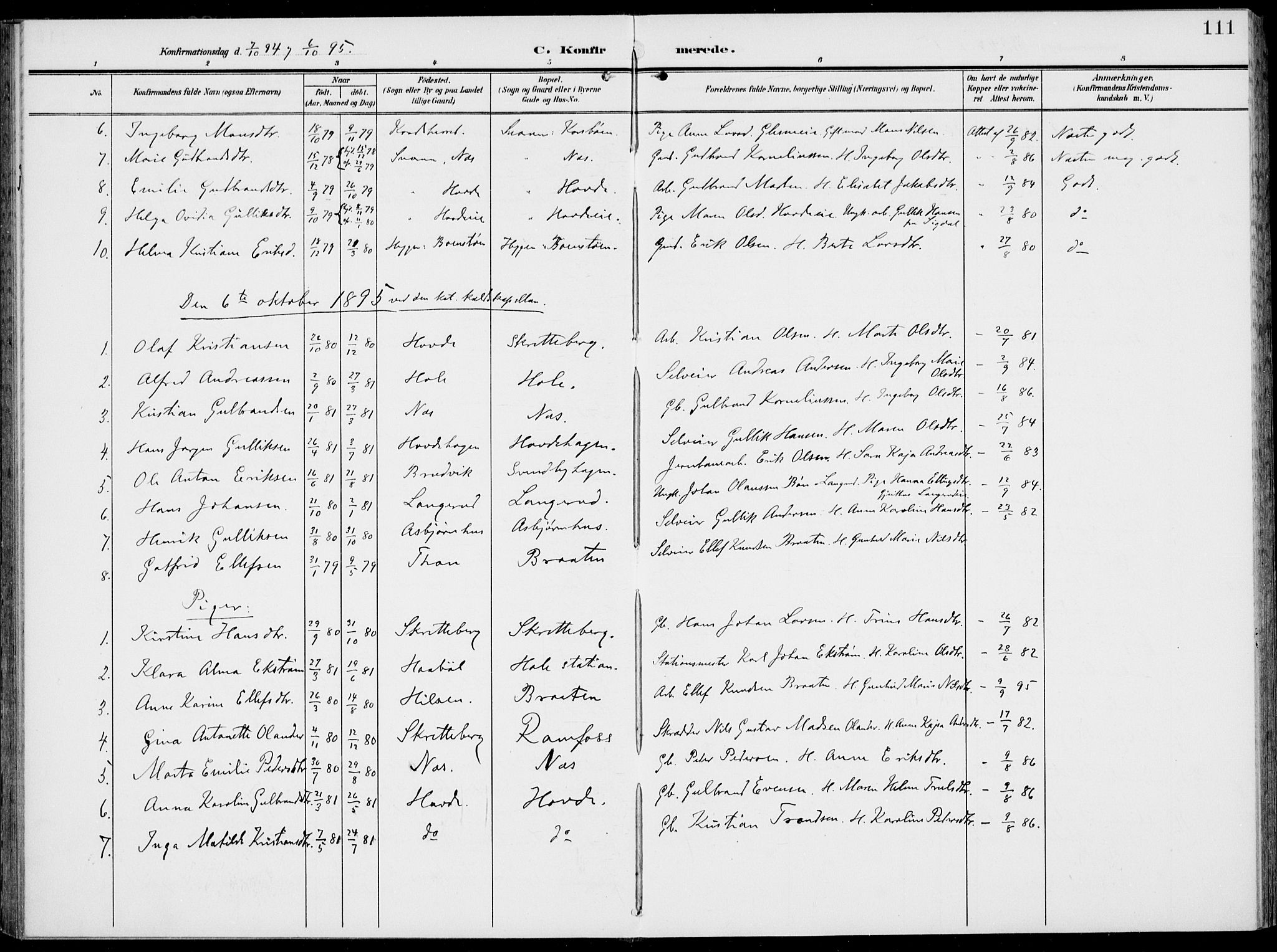 Modum kirkebøker, SAKO/A-234/F/Fa/L0019: Parish register (official) no. 19, 1890-1914, p. 111