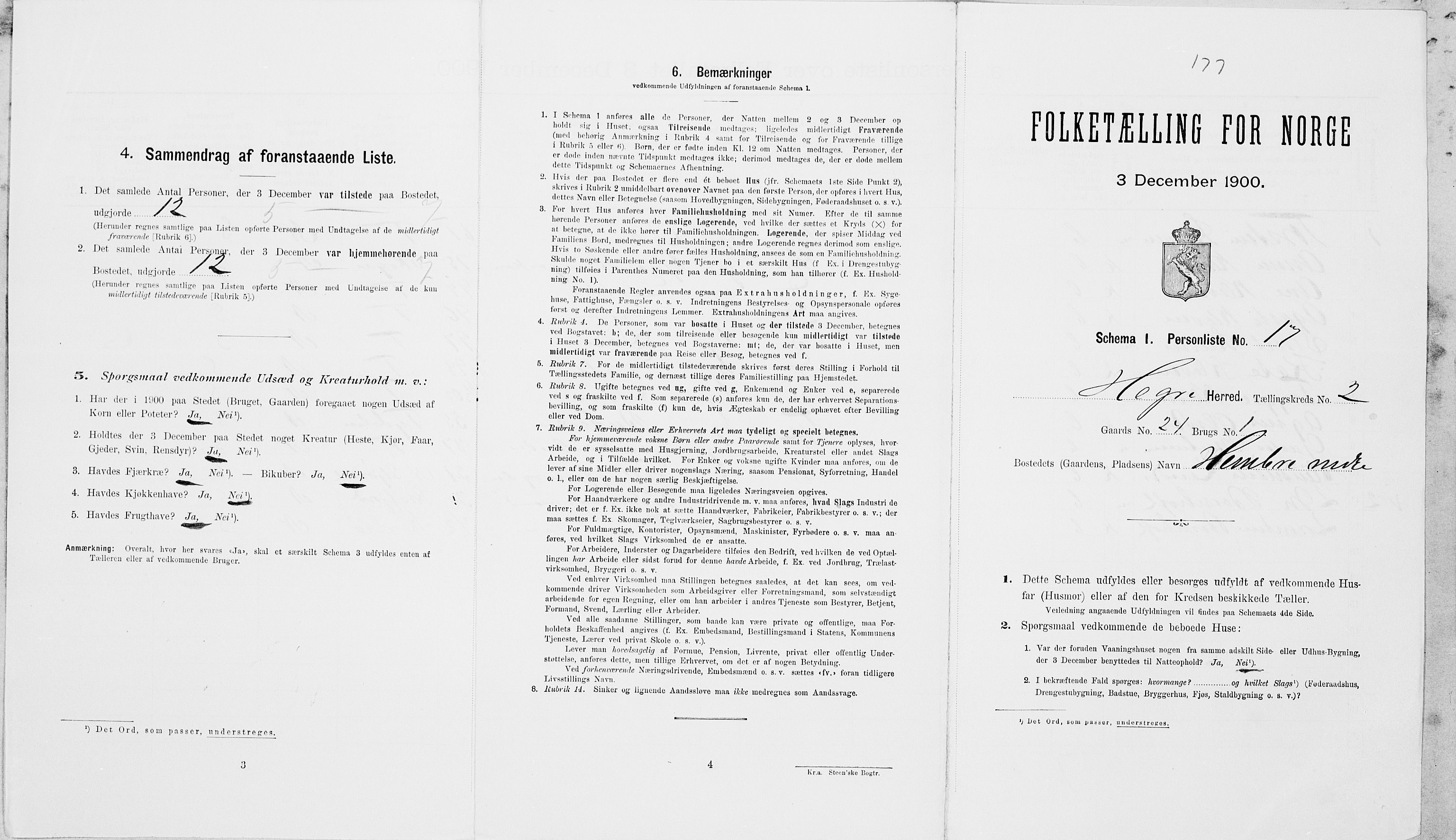 SAT, 1900 census for Hegra, 1900, p. 214