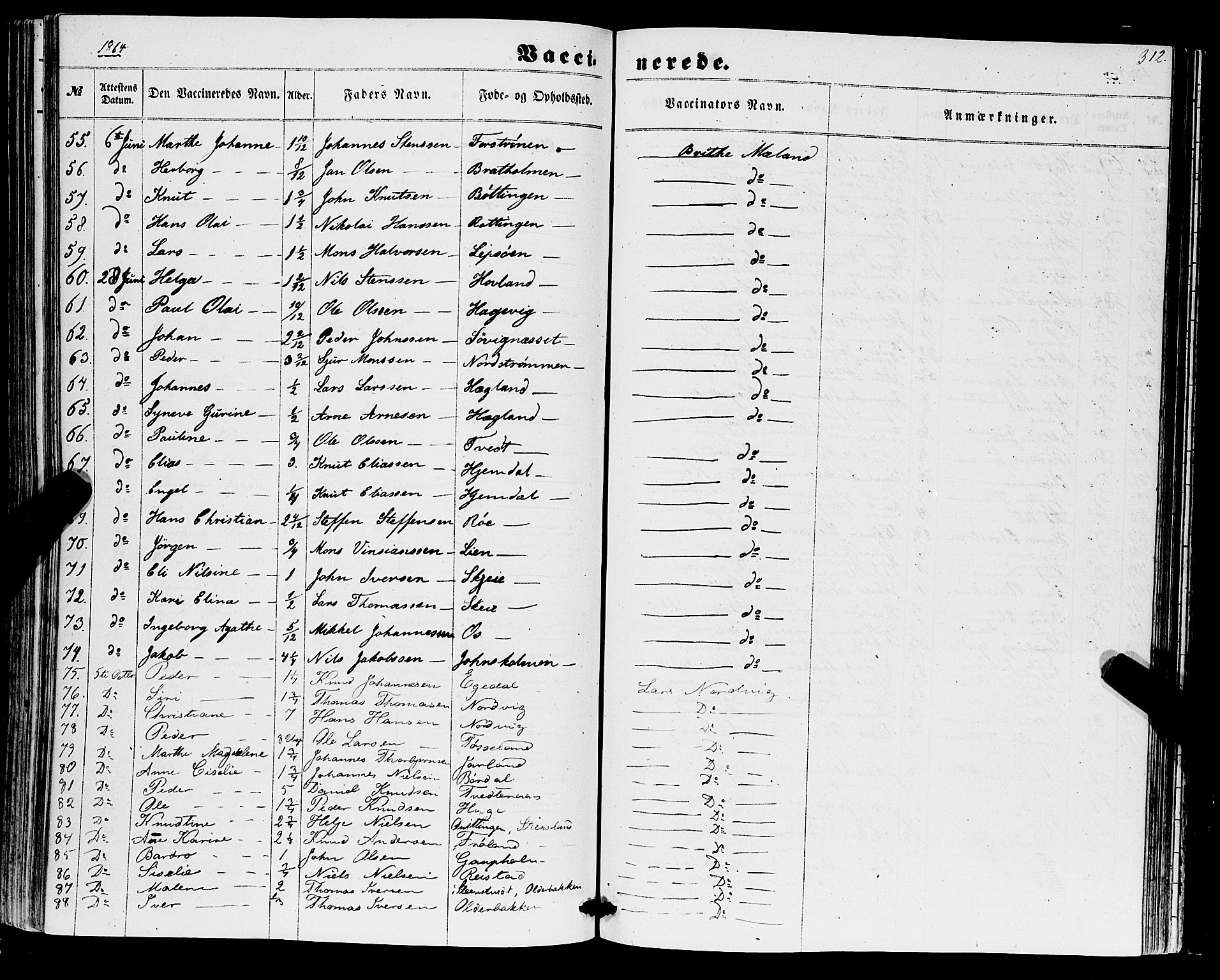 Os sokneprestembete, SAB/A-99929: Parish register (official) no. A 17, 1860-1873, p. 312
