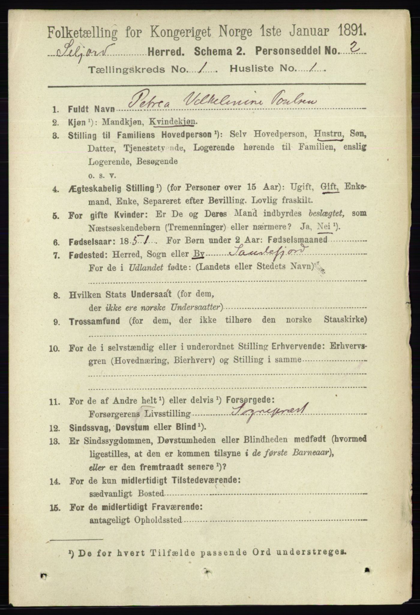 RA, 1891 census for 0828 Seljord, 1891, p. 108