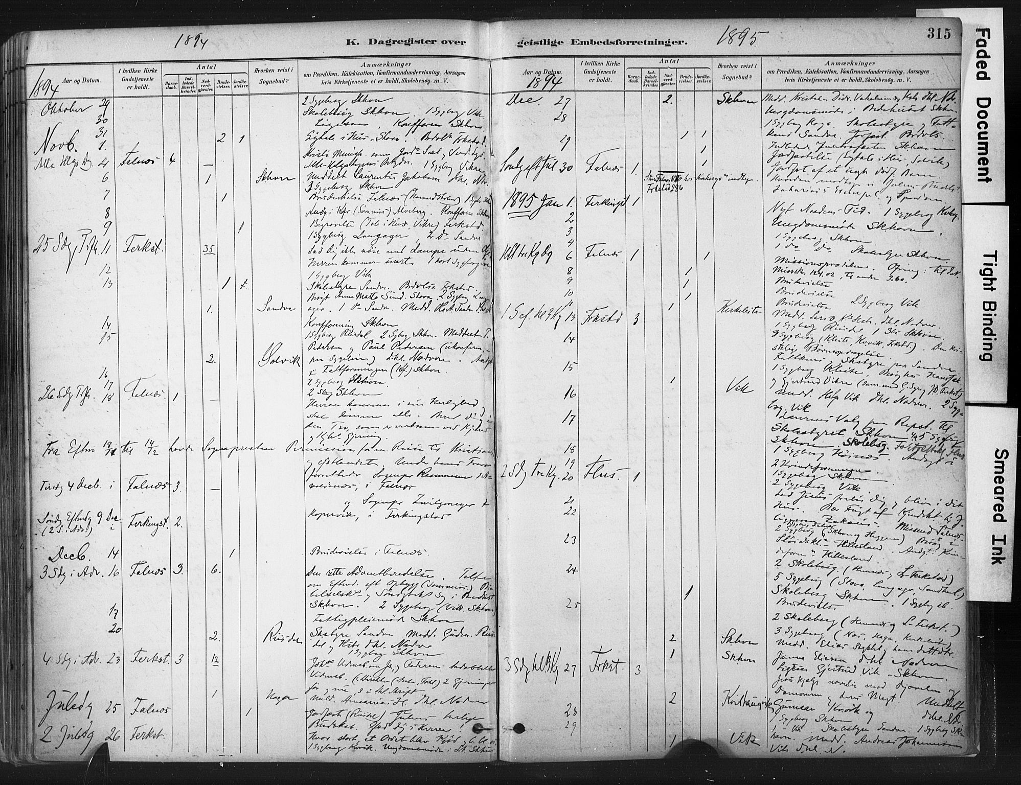 Skudenes sokneprestkontor, AV/SAST-A -101849/H/Ha/Haa/L0009: Parish register (official) no. A 6, 1882-1912, p. 315