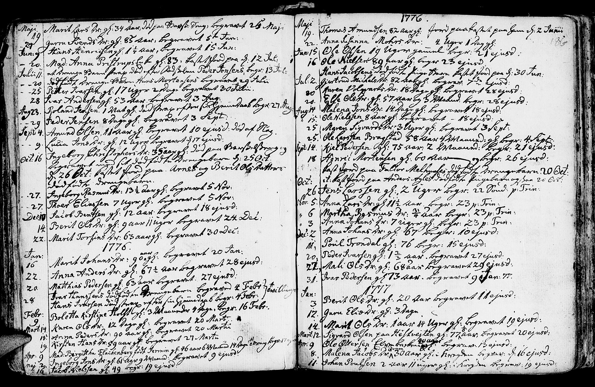 Ministerialprotokoller, klokkerbøker og fødselsregistre - Nord-Trøndelag, AV/SAT-A-1458/730/L0273: Parish register (official) no. 730A02, 1762-1802, p. 186