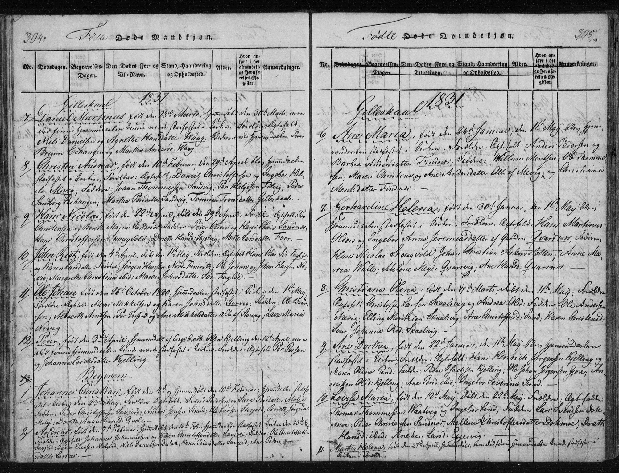 Ministerialprotokoller, klokkerbøker og fødselsregistre - Nordland, SAT/A-1459/805/L0096: Parish register (official) no. 805A03, 1820-1837, p. 304-305
