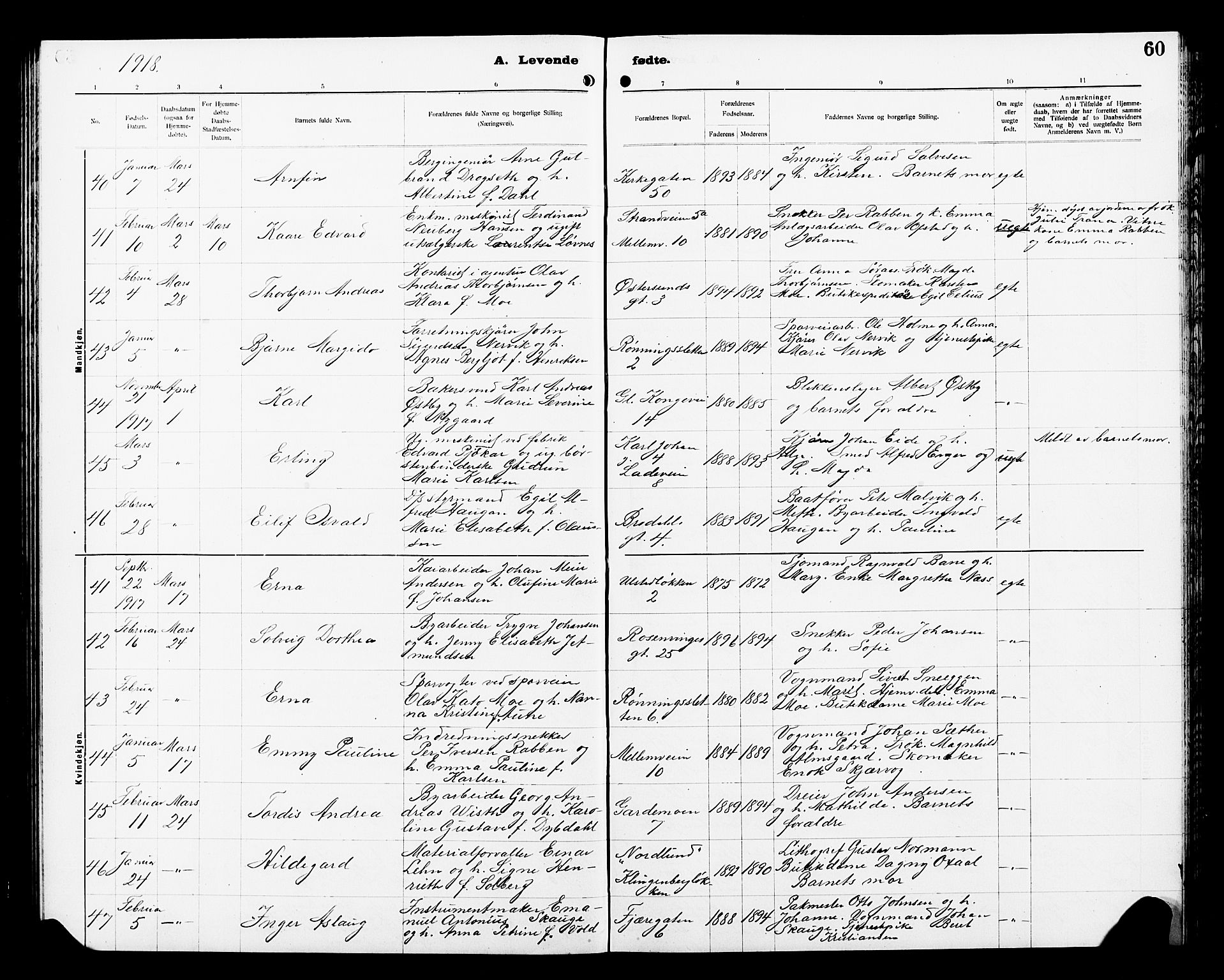 Ministerialprotokoller, klokkerbøker og fødselsregistre - Sør-Trøndelag, AV/SAT-A-1456/605/L0256: Parish register (copy) no. 605C03, 1916-1920, p. 60