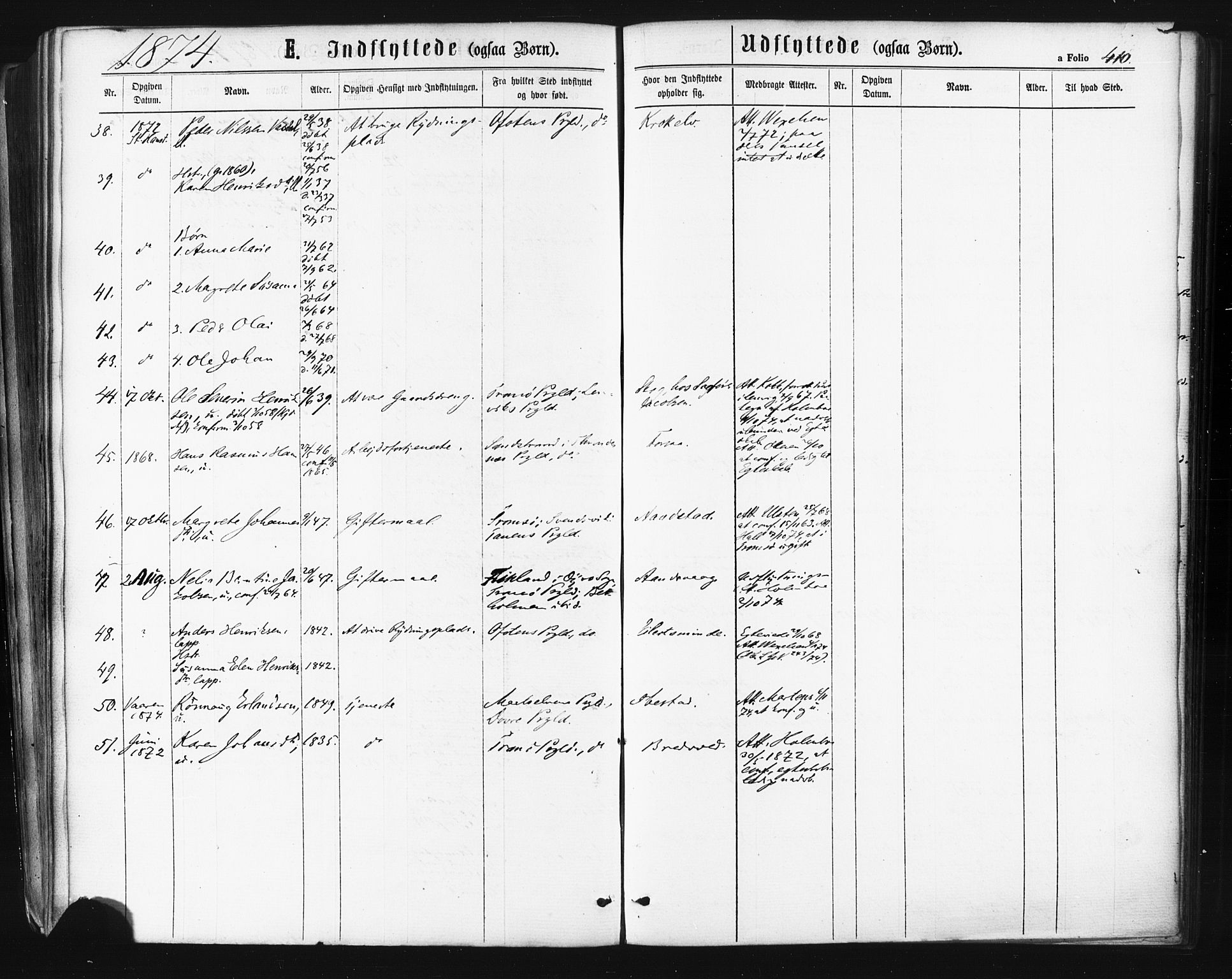 Ibestad sokneprestembete, SATØ/S-0077/H/Ha/Haa/L0010kirke: Parish register (official) no. 10, 1869-1879, p. 410