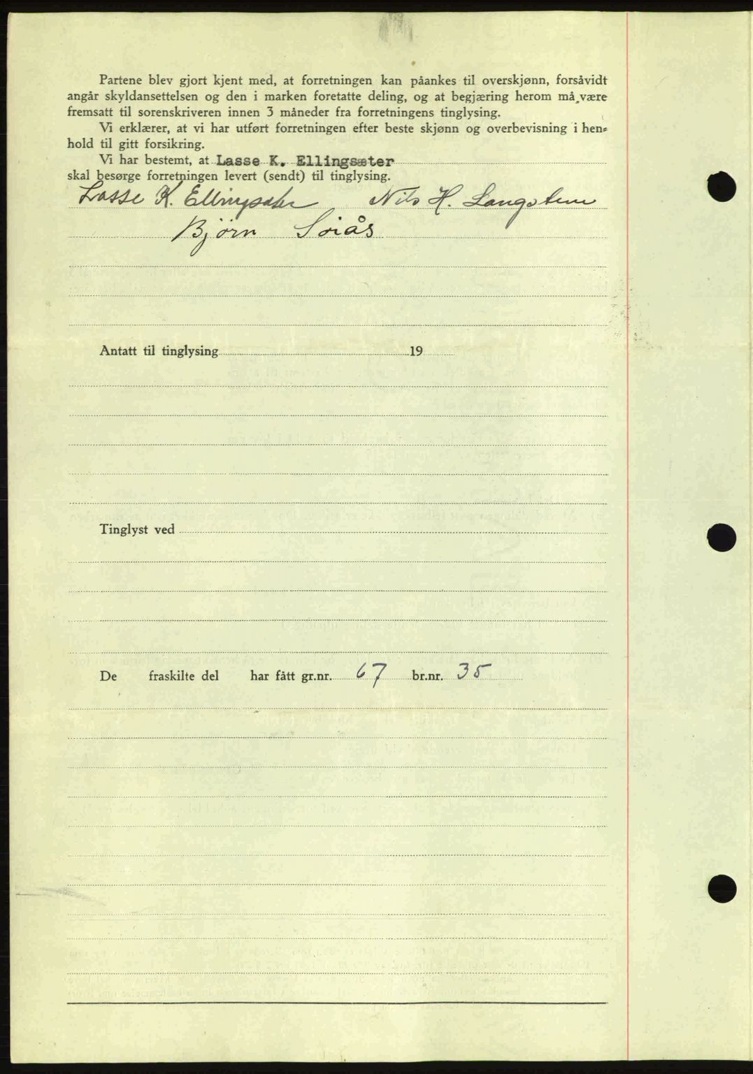 Romsdal sorenskriveri, AV/SAT-A-4149/1/2/2C: Mortgage book no. A14, 1943-1943, Diary no: : 1216/1943