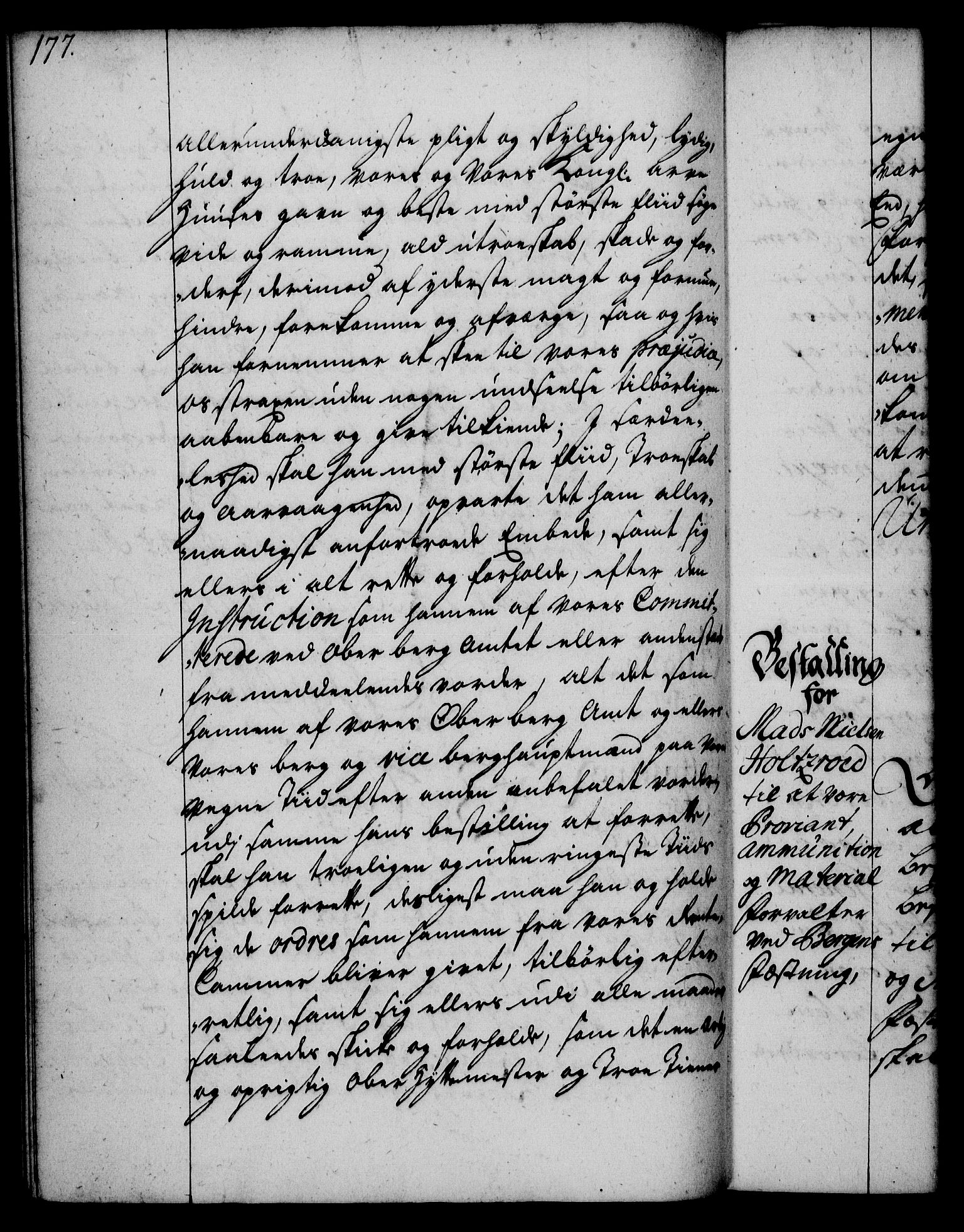 Rentekammeret, Kammerkanselliet, RA/EA-3111/G/Gg/Gge/L0002: Norsk bestallingsprotokoll med register (merket RK 53.26), 1730-1744, p. 177