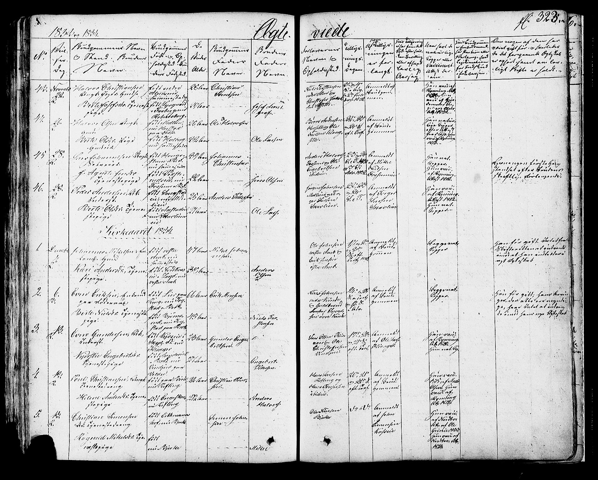 Ringsaker prestekontor, AV/SAH-PREST-014/K/Ka/L0007: Parish register (official) no. 7A, 1826-1837, p. 323