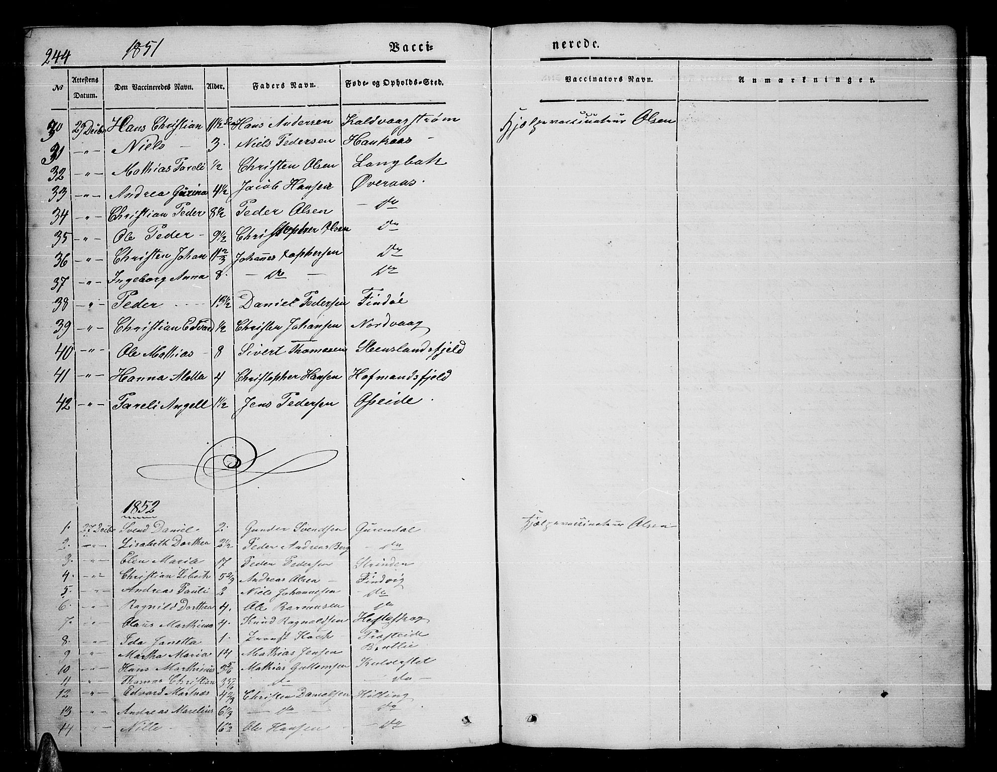 Ministerialprotokoller, klokkerbøker og fødselsregistre - Nordland, AV/SAT-A-1459/859/L0856: Parish register (copy) no. 859C02, 1843-1854, p. 244